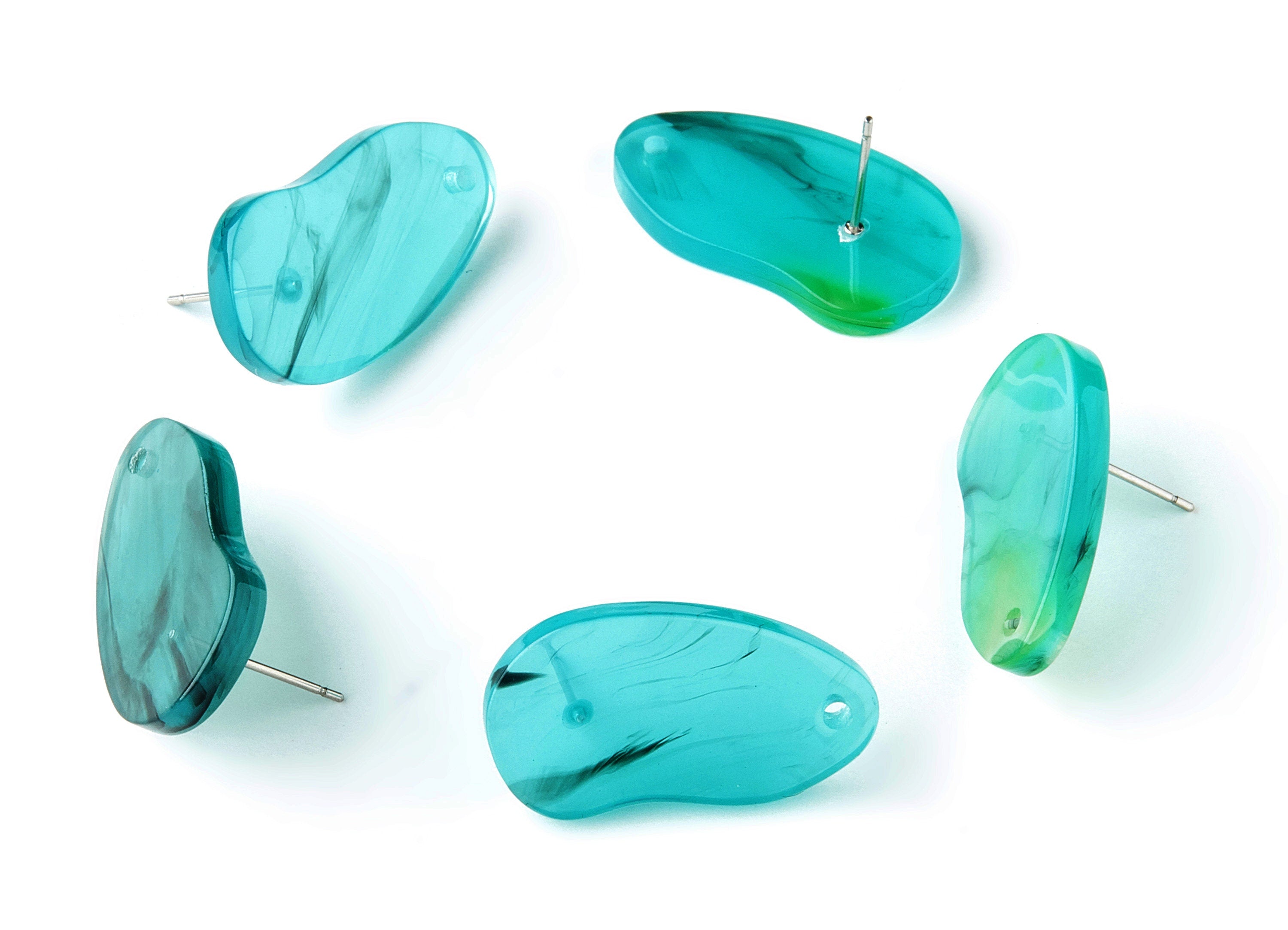 Acetate Oval Earring Stud - Oval Earring Post and Stud - Earring Findings - Color Code: A220 - 27.5x14.5x2.9mm - AC1532-A220 - DOMEDBAZAAR