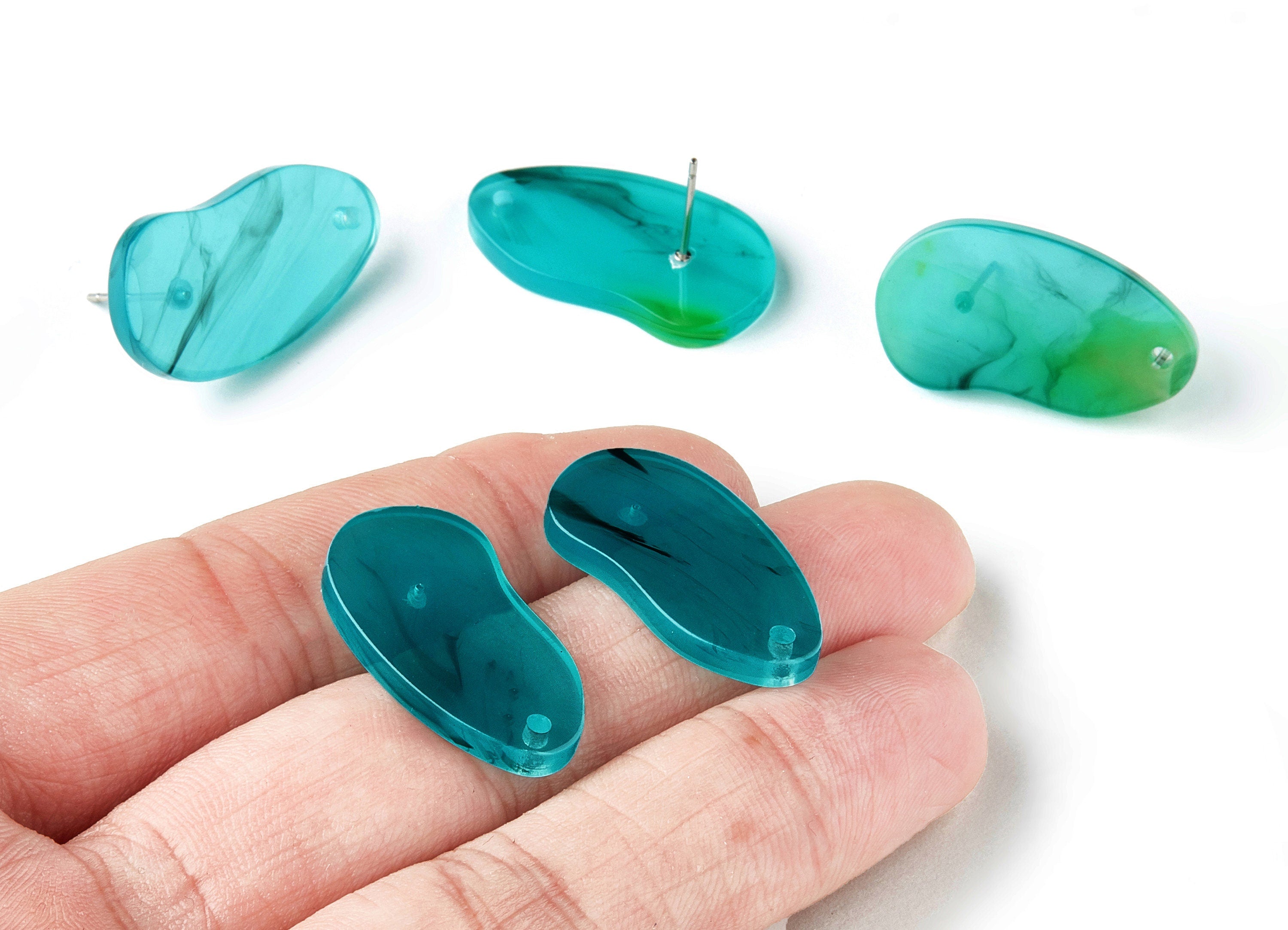 Acetate Oval Earring Stud - Oval Earring Post and Stud - Earring Findings - Color Code: A220 - 27.5x14.5x2.9mm - AC1532-A220 - DOMEDBAZAAR