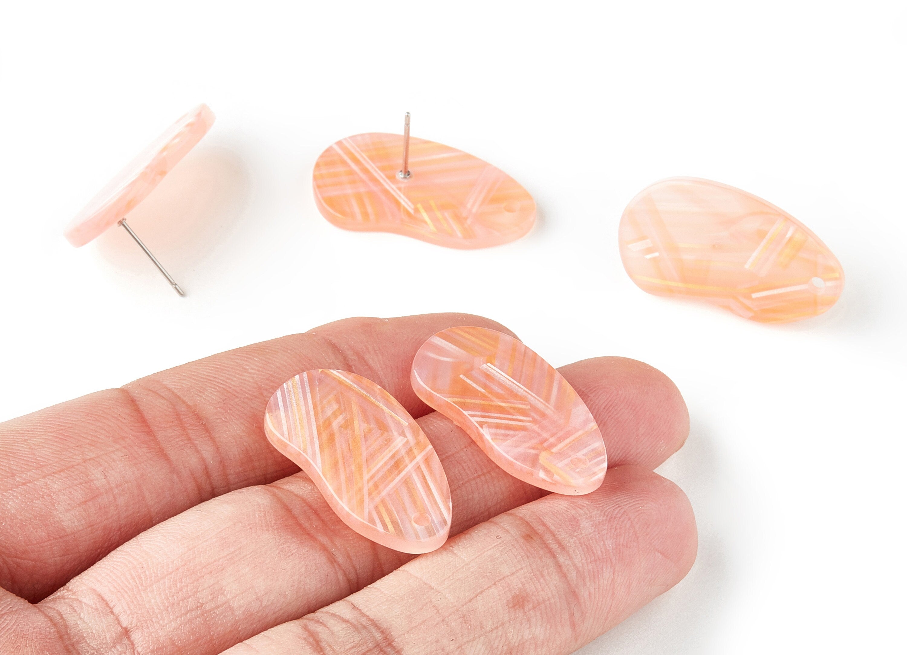 Acetate Oval Earring Stud - Oval Earring Post and Stud - Earring Findings - Color Code: A172 - 27.5x14.5x2.9mm - AC1532-A172 - DOMEDBAZAAR
