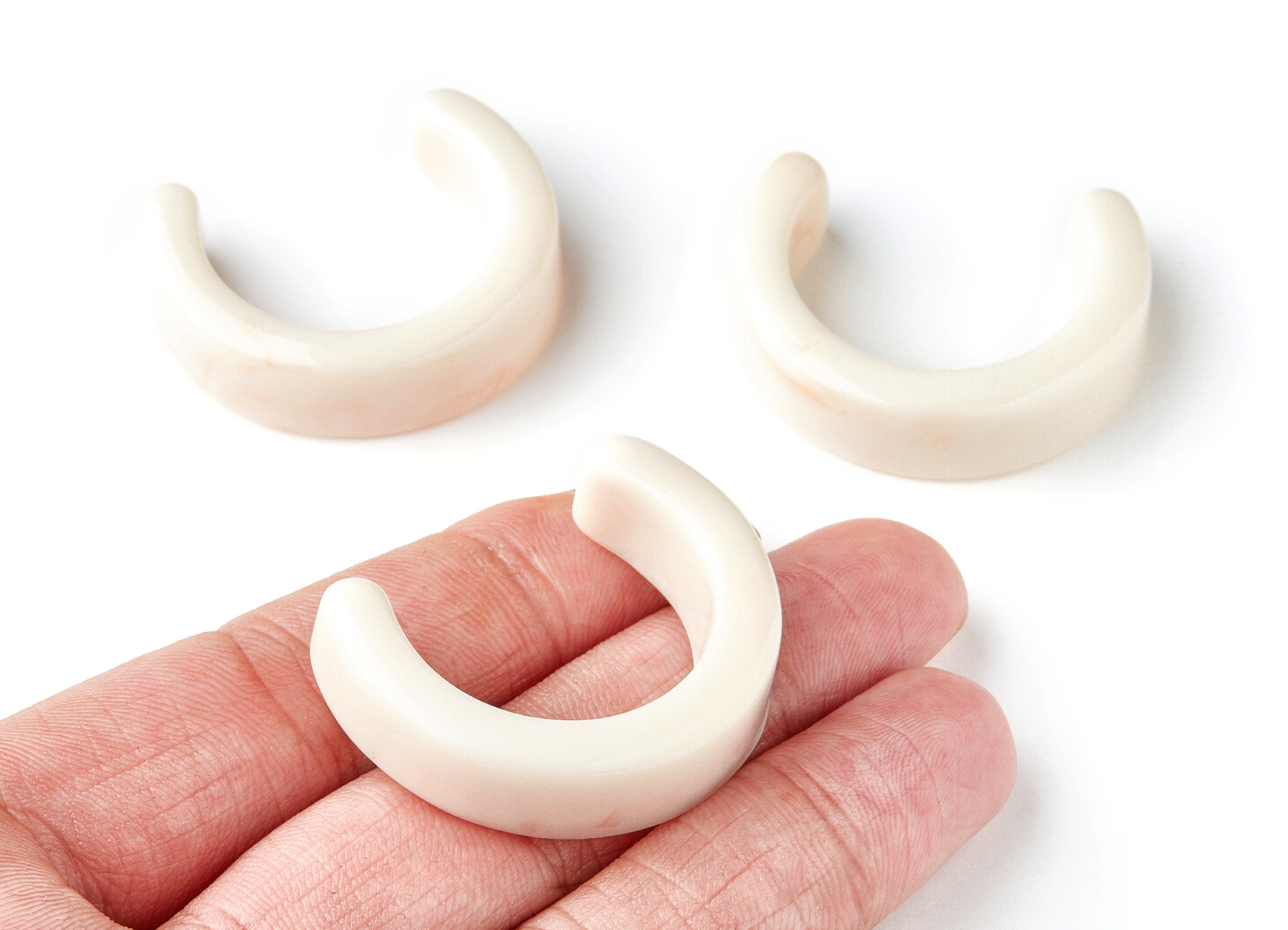 Resin Charms - C Shaped Resin Charms - C Shaped Earrings - No Holes - 39.6x31.3x6.07mm - AC1422A - DOMEDBAZAAR