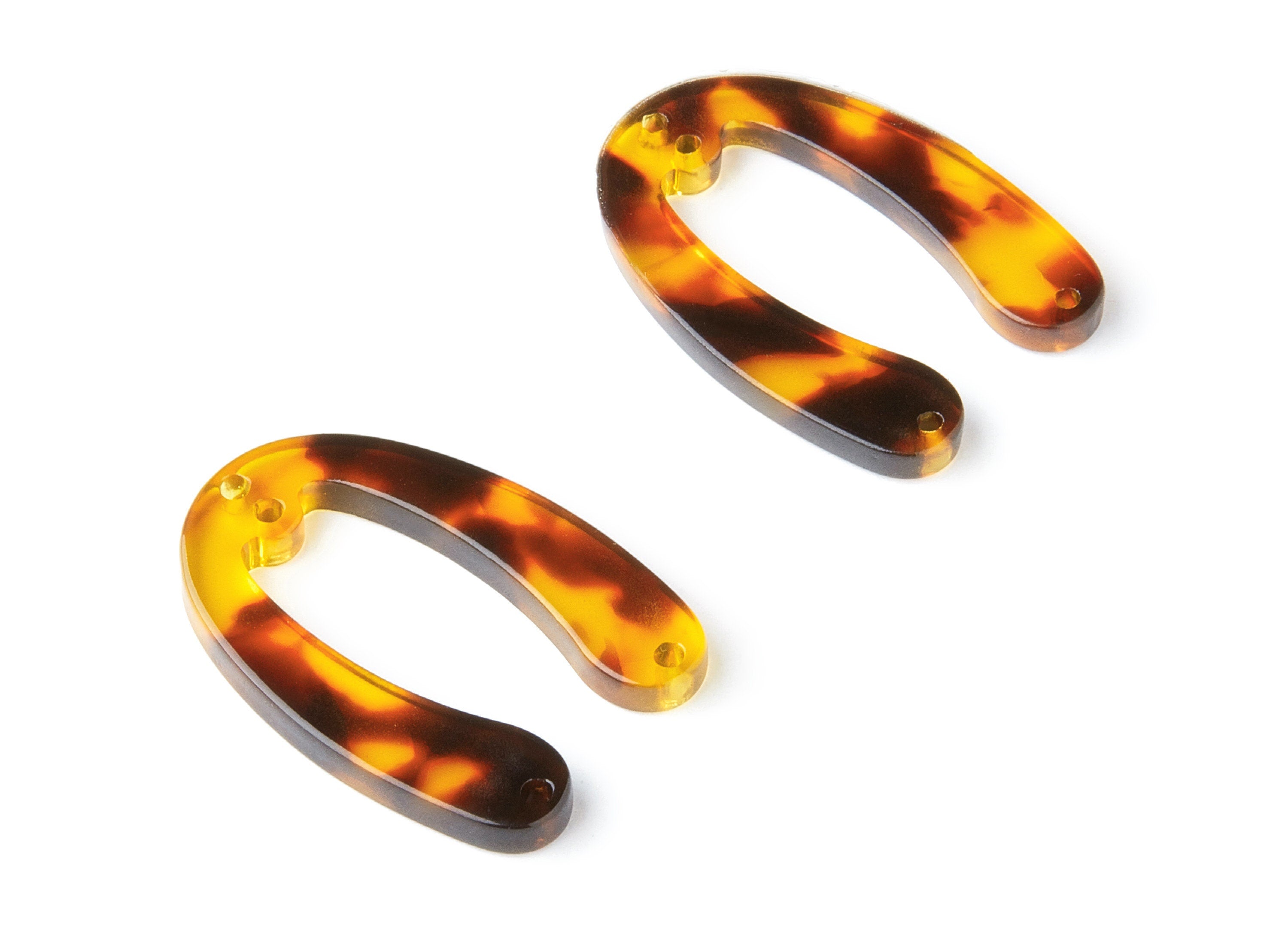 Acetate Acrylic Earring Connectors - 4 Holes - Tortoise Shell Earrings - U Charms and Pendant - Color Code: A05 - 31.8x22.4x2.7mm - AC1378B - DOMEDBAZAAR