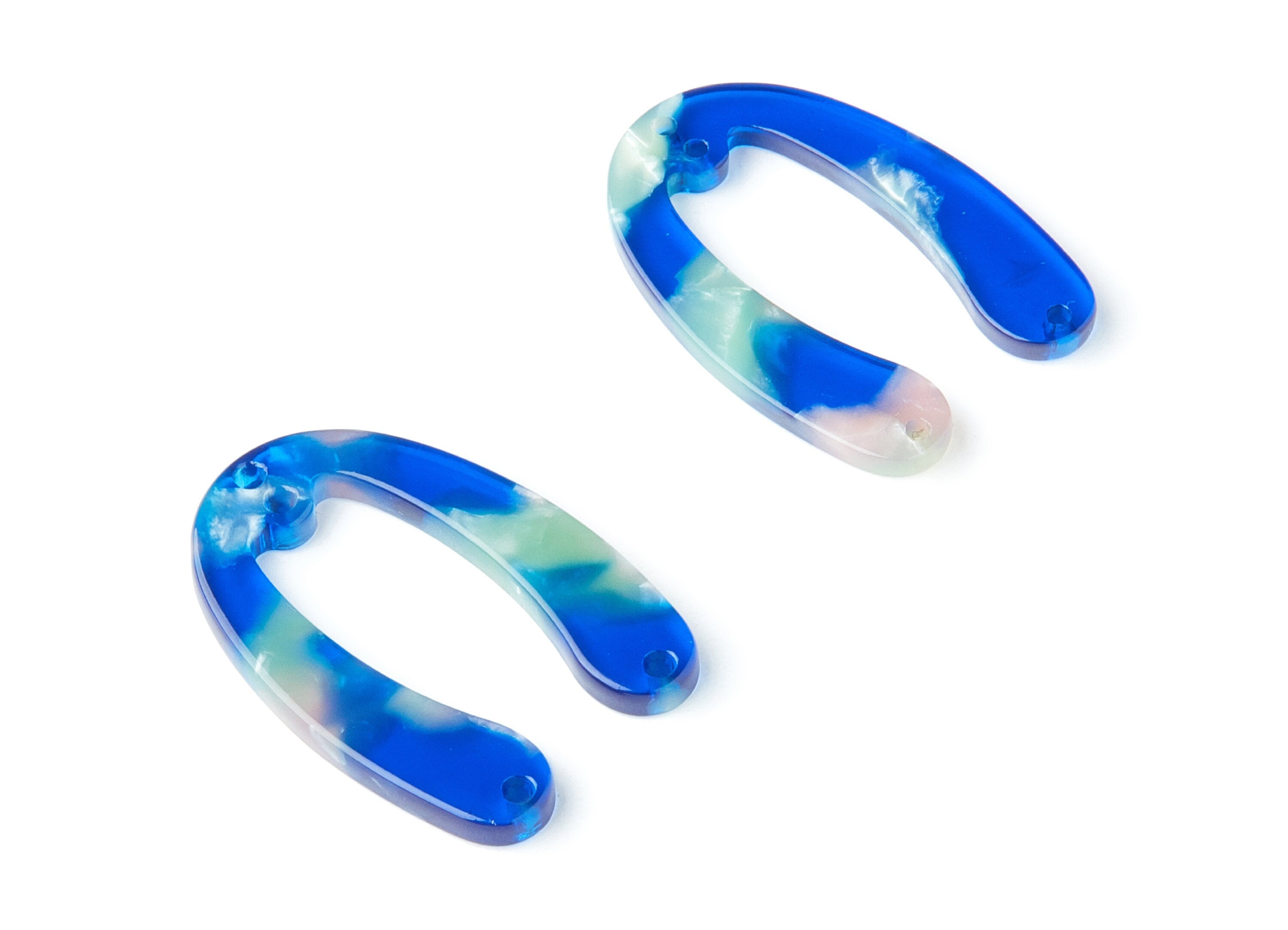 Acetate U Earring Charms - U Pendant With 4 Holes - Earring Findings - Jewellery Supplies - Color Code: A37 - 31.76x22.44x2.7mm - AC1378P - DOMEDBAZAAR