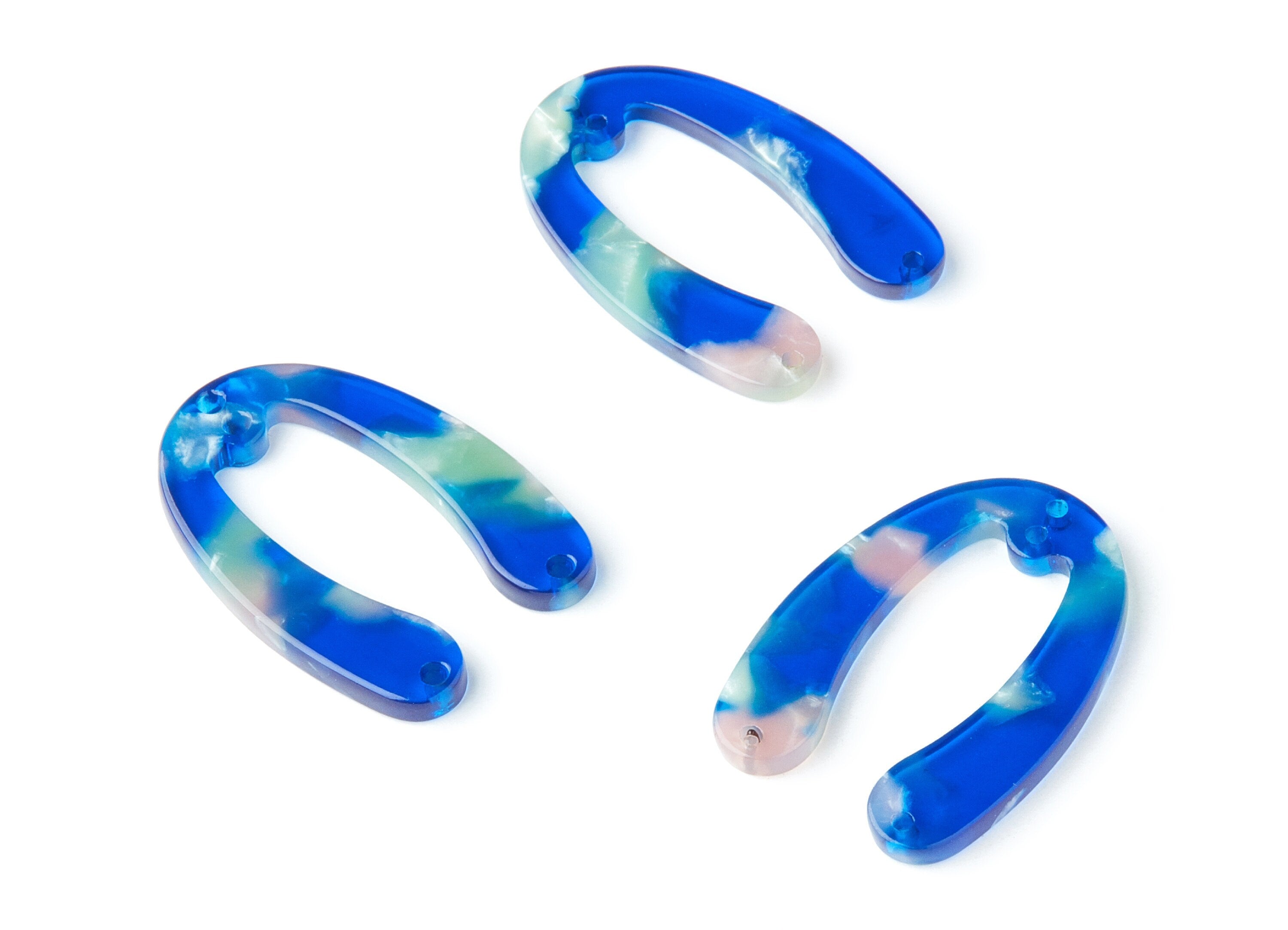 Acetate U Earring Charms - U Pendant With 4 Holes - Earring Findings - Jewellery Supplies - Color Code: A37 - 31.76x22.44x2.7mm - AC1378P - DOMEDBAZAAR