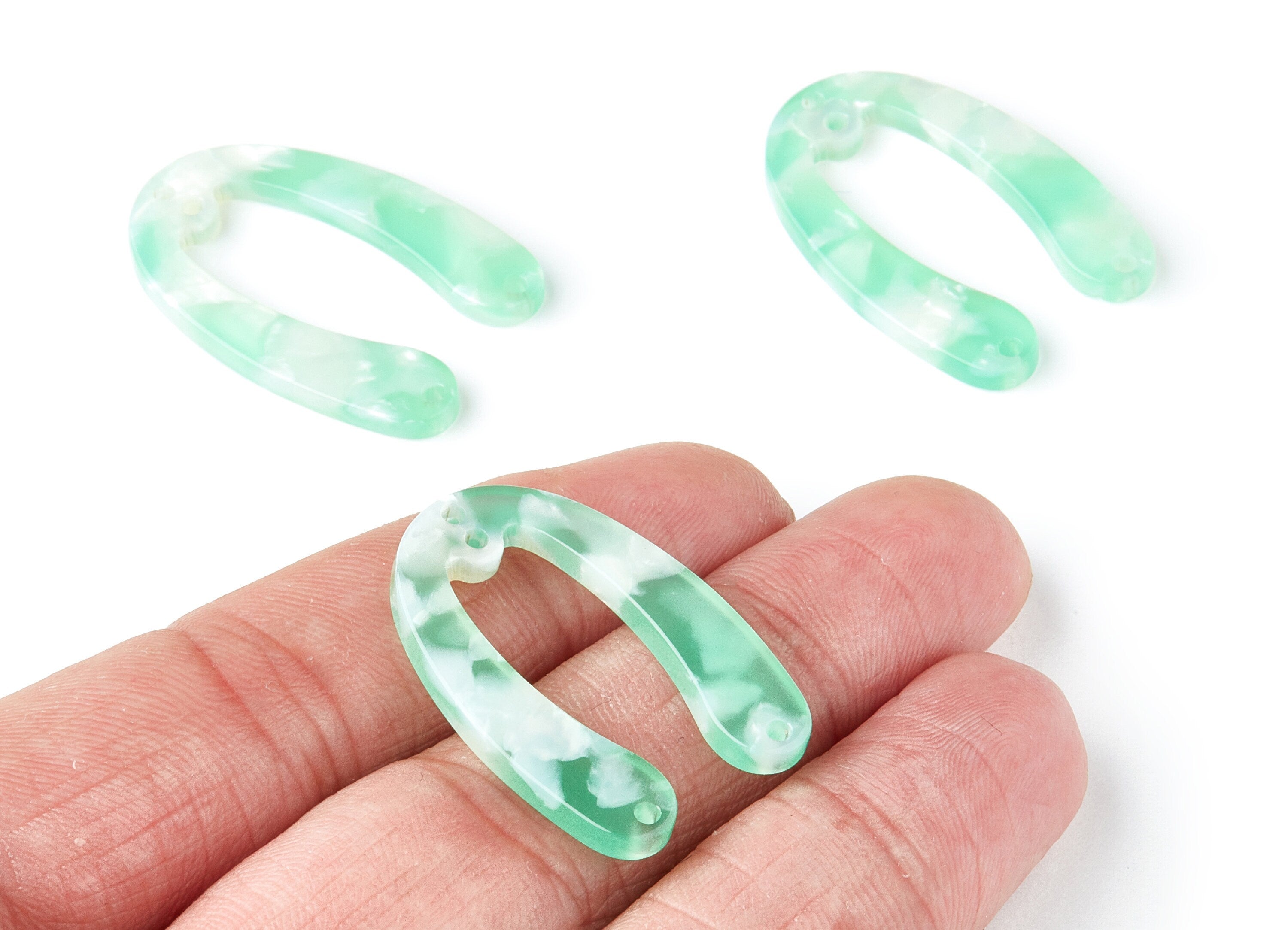 Acetate U Earring Charms - U Pendant With 4 Holes - Earring Findings - Jewelry Supplies - Color Code: A35 - 31.76x22.44x2.7mm - AC1378D - DOMEDBAZAAR