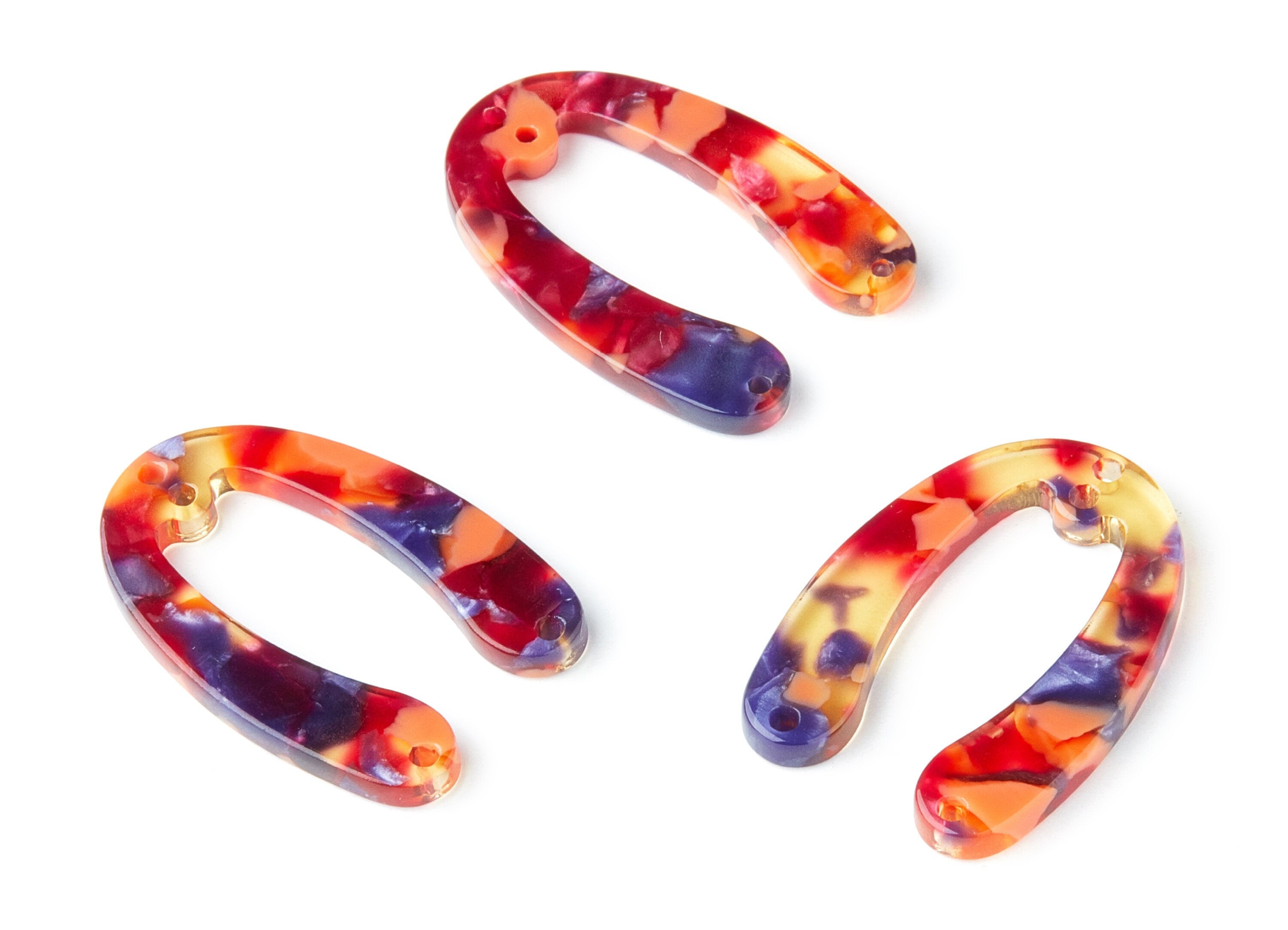 Acetate U Earring Charms - U Pendant With 4 Holes - Earring Findings - Jewelry Supplies - Color Code: A44 31.76x22.44x2.7mm - AC1378V - DOMEDBAZAAR