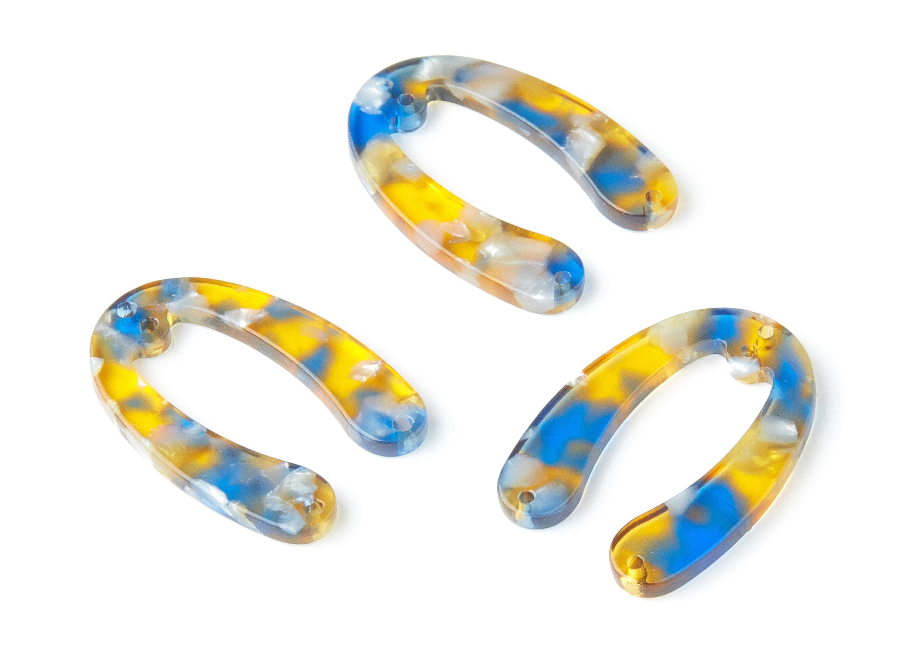 Acetate U Earring Charms - U Pendant With 4 Holes - Earring Findings - Jewelry Supplies - Color Code: A40 - 31.76x22.44x2.7mm - AC1378E - DOMEDBAZAAR