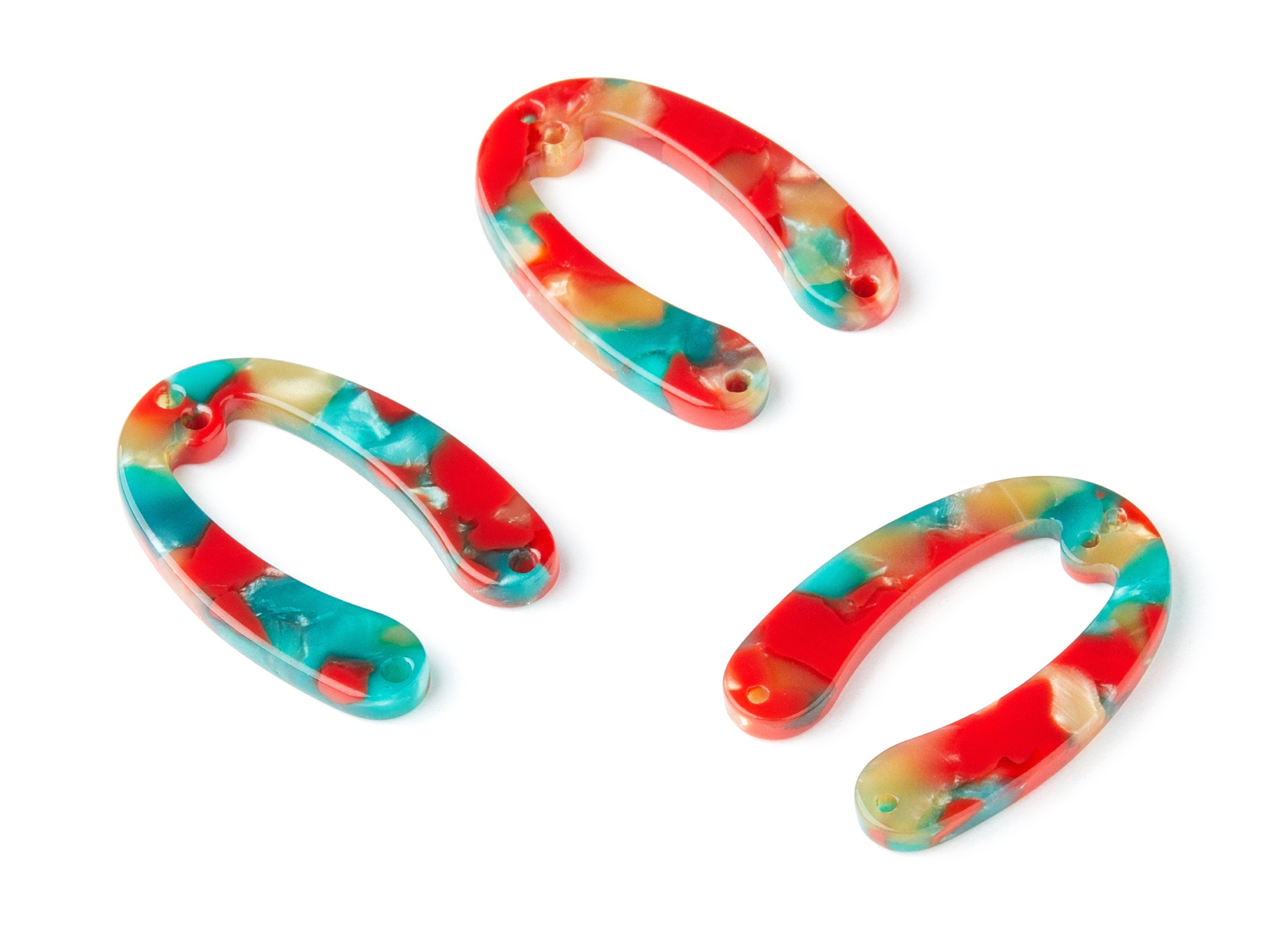 Acetate U Earring Charms - U Pendant With 4 Holes - Earring Findings - Jewelry Supplies - Color Code: A46 - 31.76x22.44x2.7mm - AC1378U - DOMEDBAZAAR