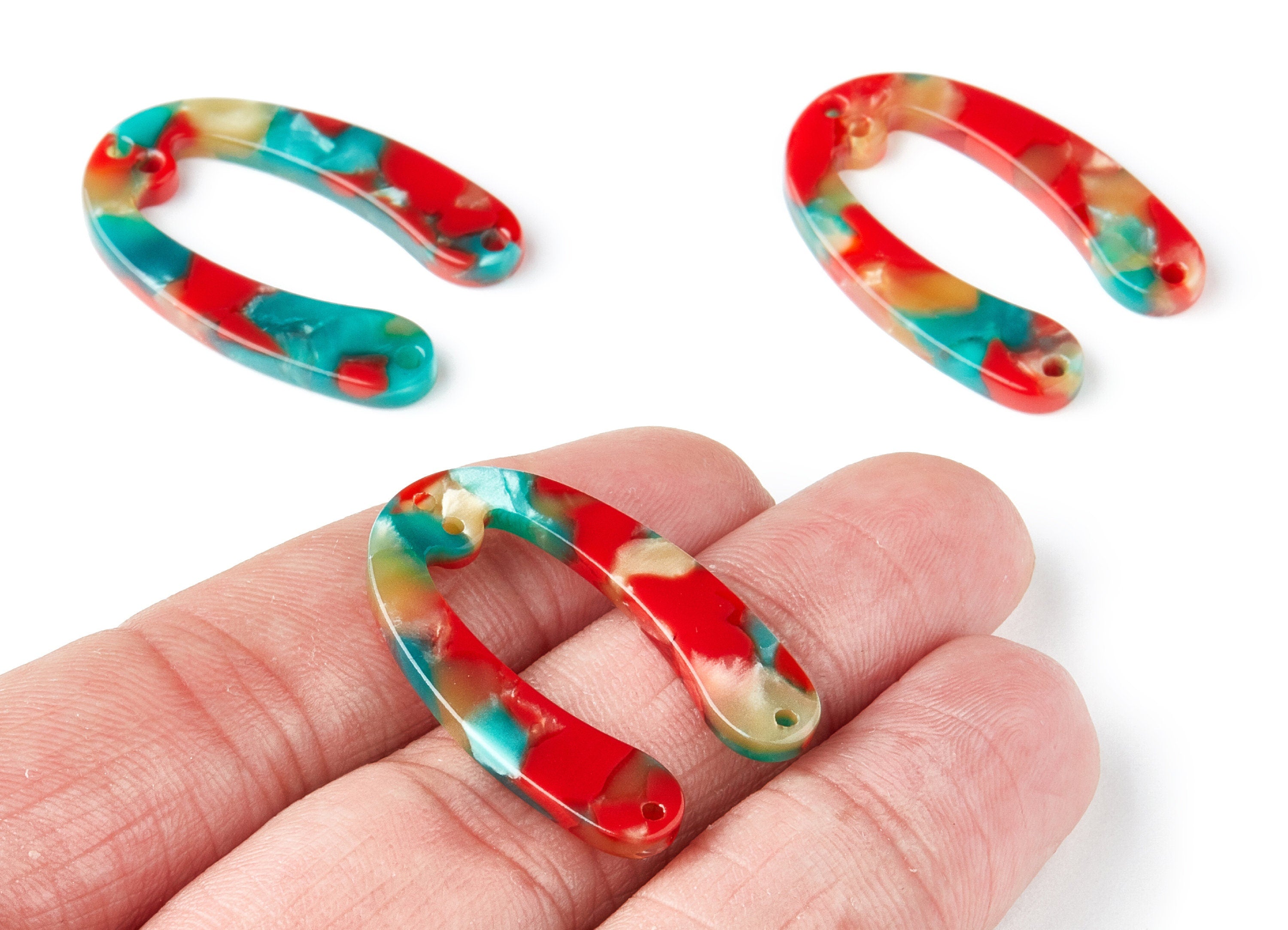 Acetate U Earring Charms - U Pendant With 4 Holes - Earring Findings - Jewelry Supplies - Color Code: A46 - 31.76x22.44x2.7mm - AC1378U - DOMEDBAZAAR