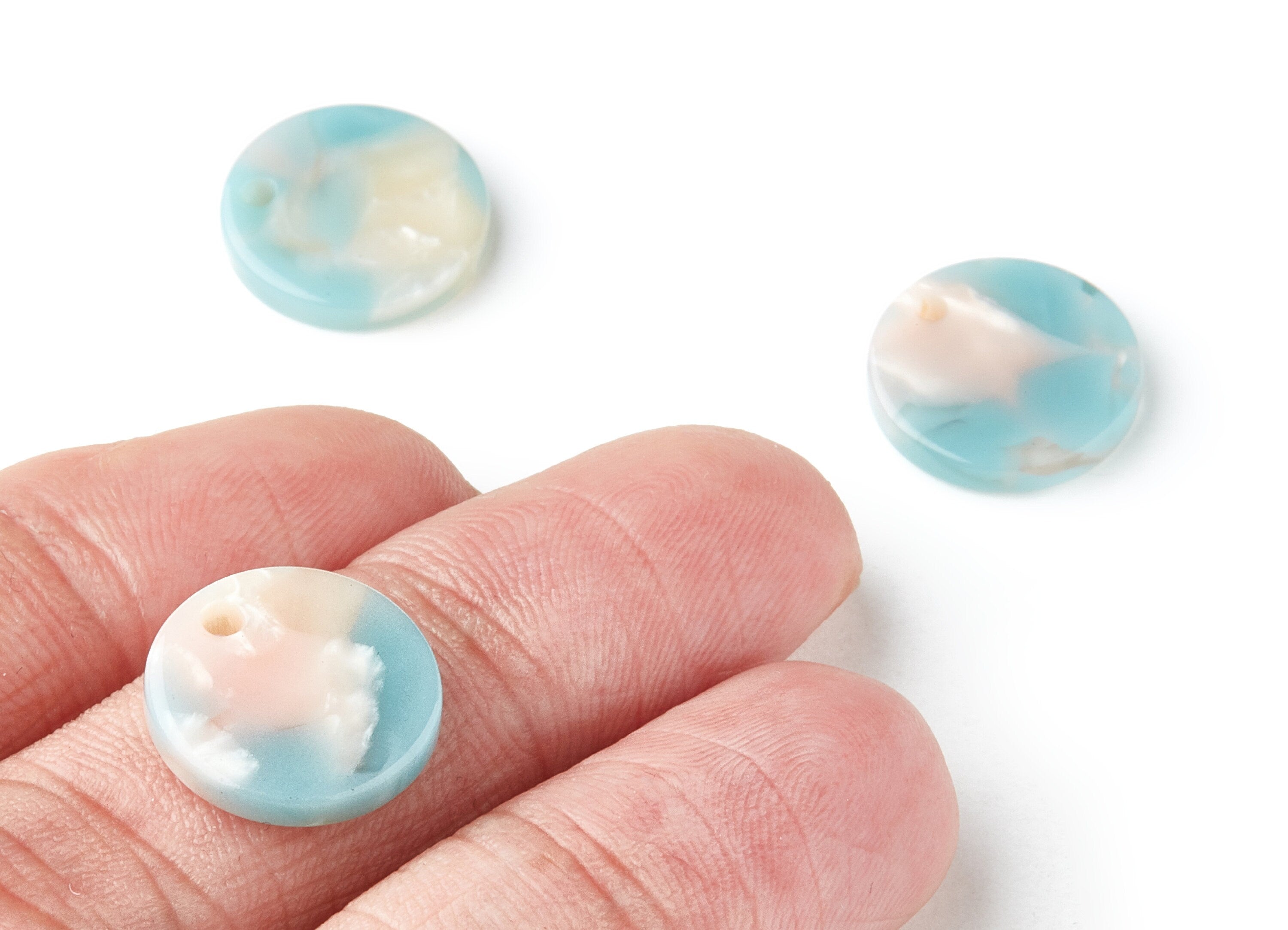 Acetate Coin & Round Charms - Coin and Round Earrings and Pendant - Earring Findings - Color Code:A36 - 14.5x14.5x2.5mm - AC1064AE - DOMEDBAZAAR
