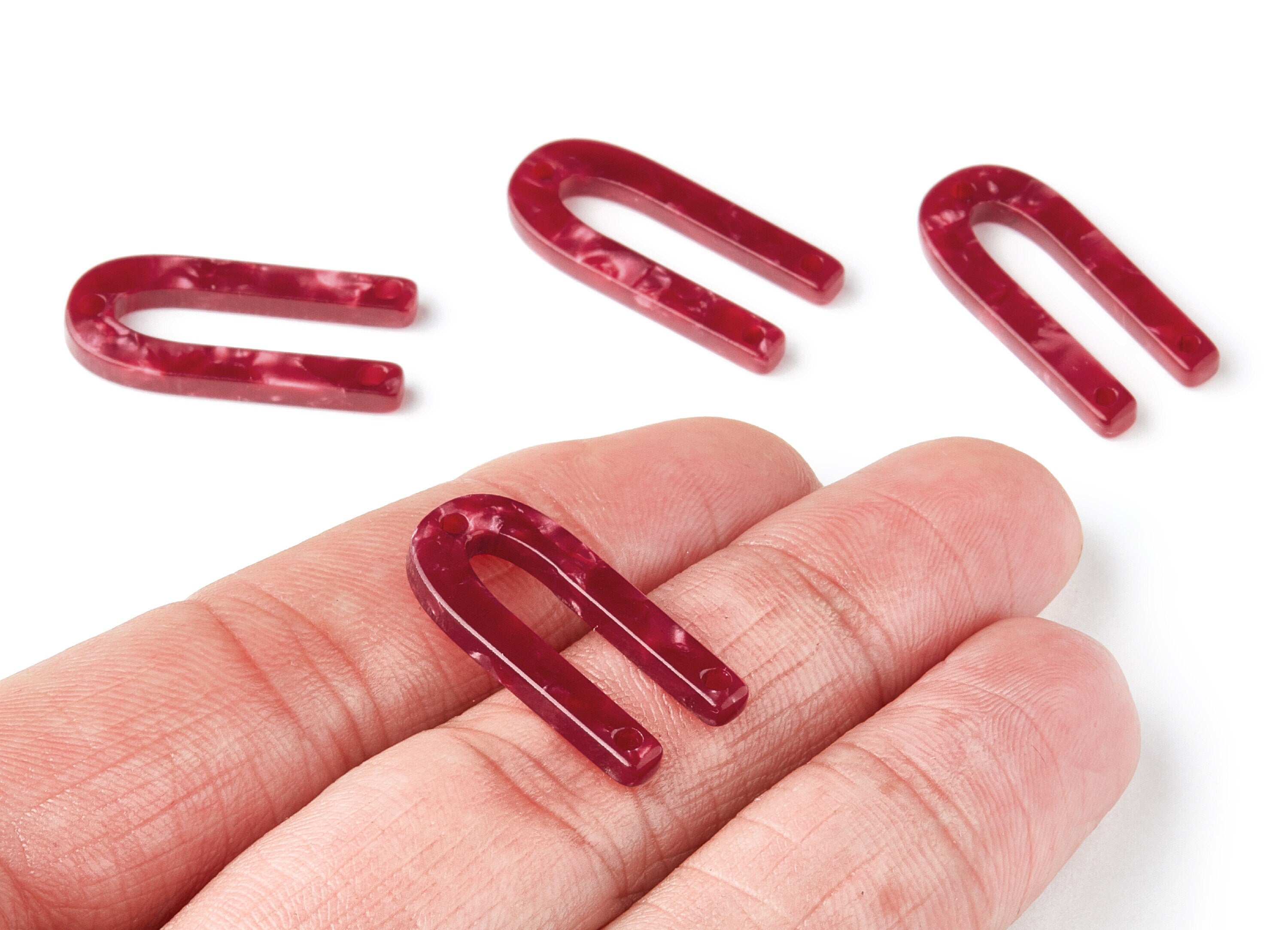 Acetate U Earring Charms - 3 Holes - U Shaped Pendant - Earring Findings - Jewelry Supplies - Color Code: A47 - 25.65x11.6x2.54mm - AC1377N - DOMEDBAZAAR