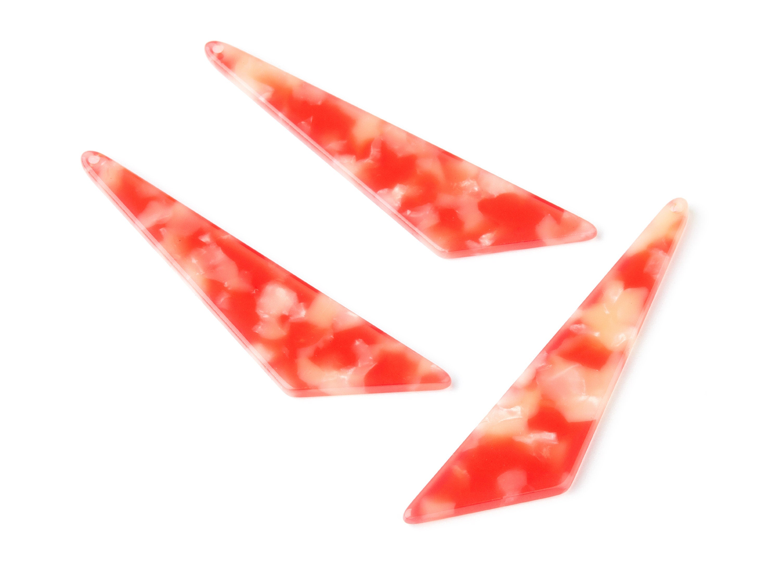 Acetate Acrylic Earring Charm - Tortoise Shell Earrings - Triangle Shaped Pendant - Color Code: A34 - 68.73x16.16x2.56mm - AC1367D - DOMEDBAZAAR