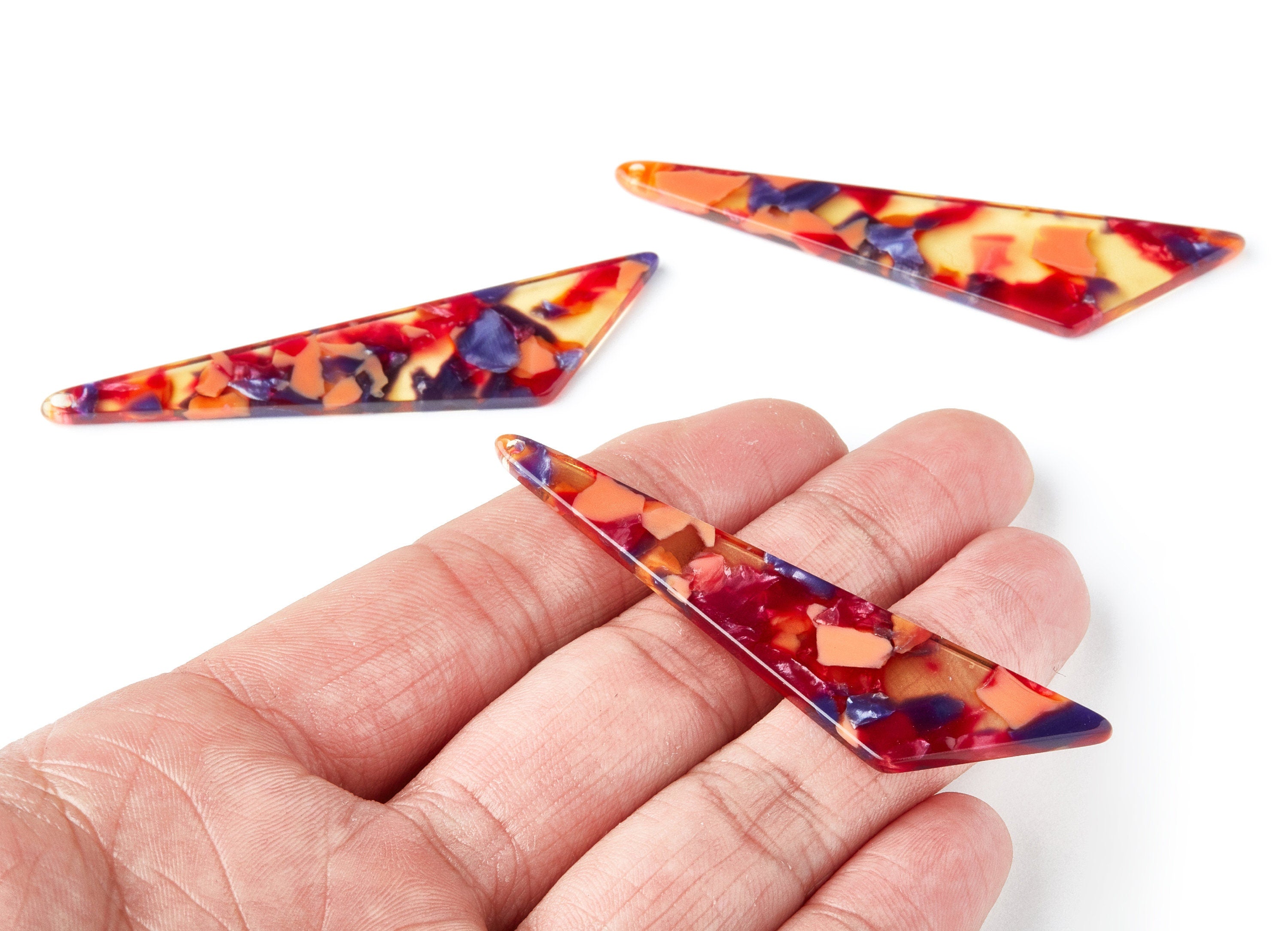 Acetate Triangle Earring Charms - Triangle Pendant - Earring Findings - Jewelry Supplies - Color Code: A44 - 68.73x16.16x2.56mm - AC1367M - DOMEDBAZAAR