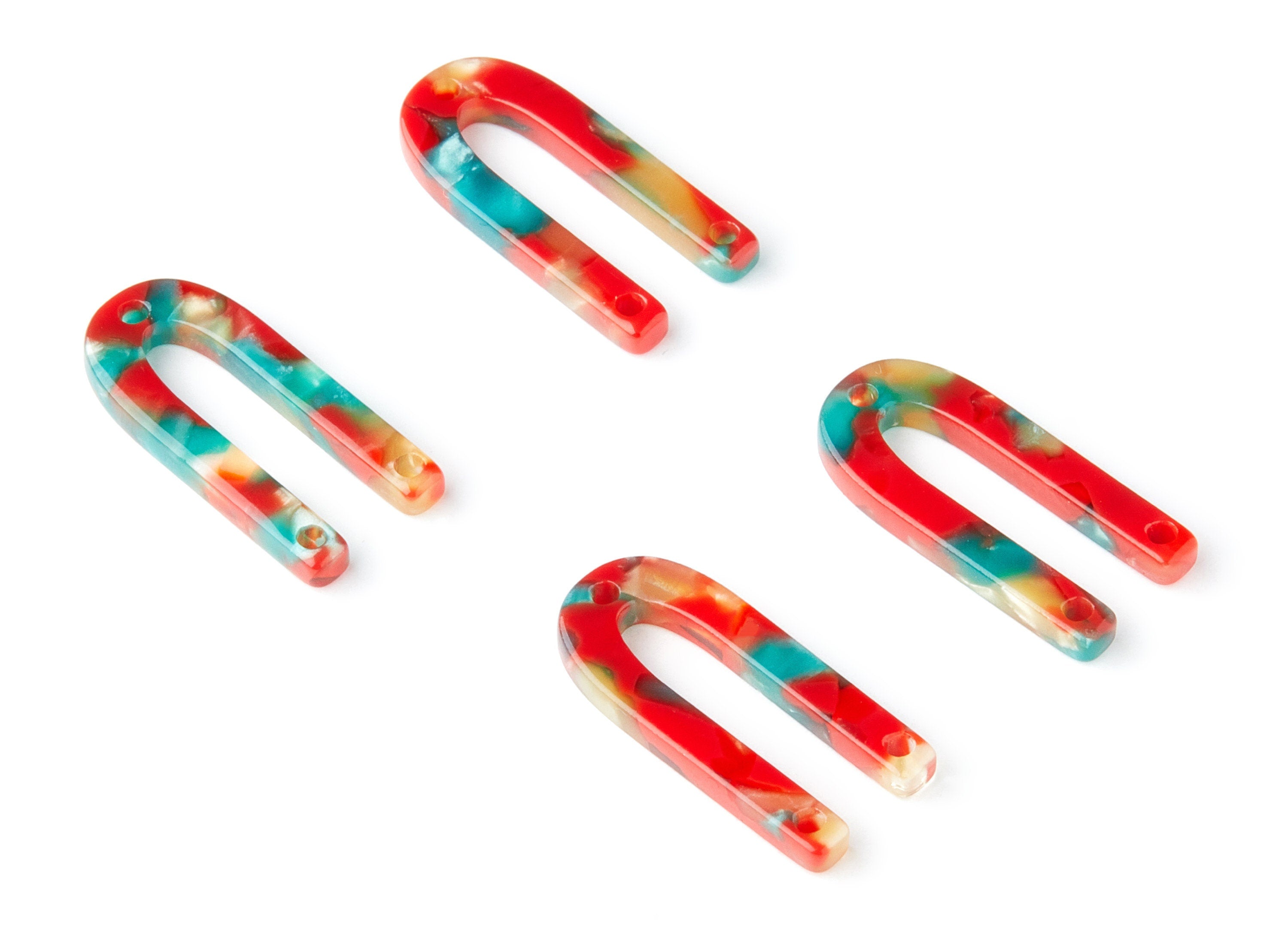 Acetate U Earring Charms - U Shaped Pendant - 3 Holes - Earring Findings - Jewelry Supplies - Color Code: A46 - 25.65x11.6x2.54mm - AC1377Y - DOMEDBAZAAR