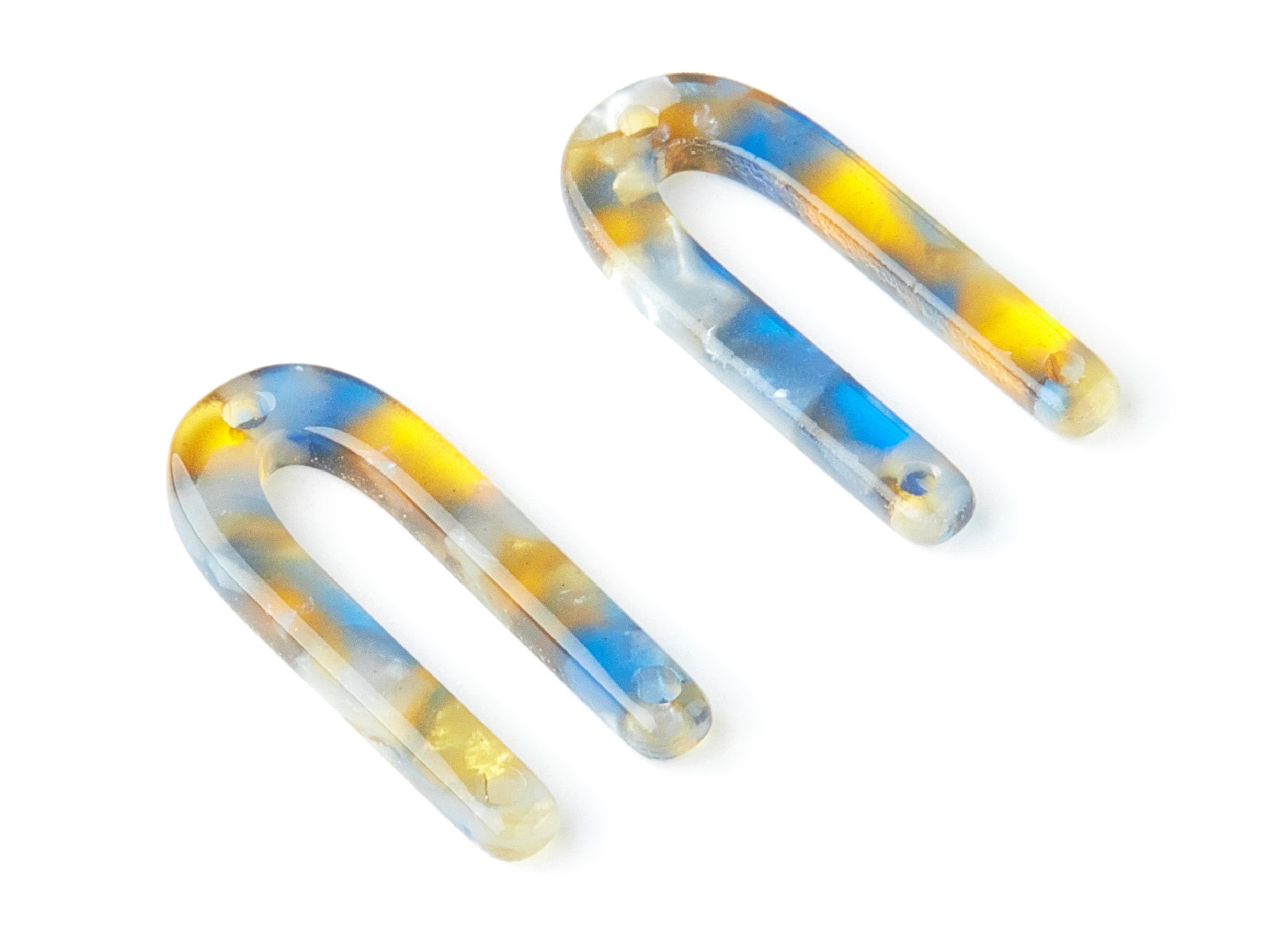 Acetate U Earring Charms - Acrylic U Pendant - 3 Holes - Earring Findings - Jewelry Supplies - Color Code: A40 - 25.65x11.6x2.54mm - AC1377V - DOMEDBAZAAR