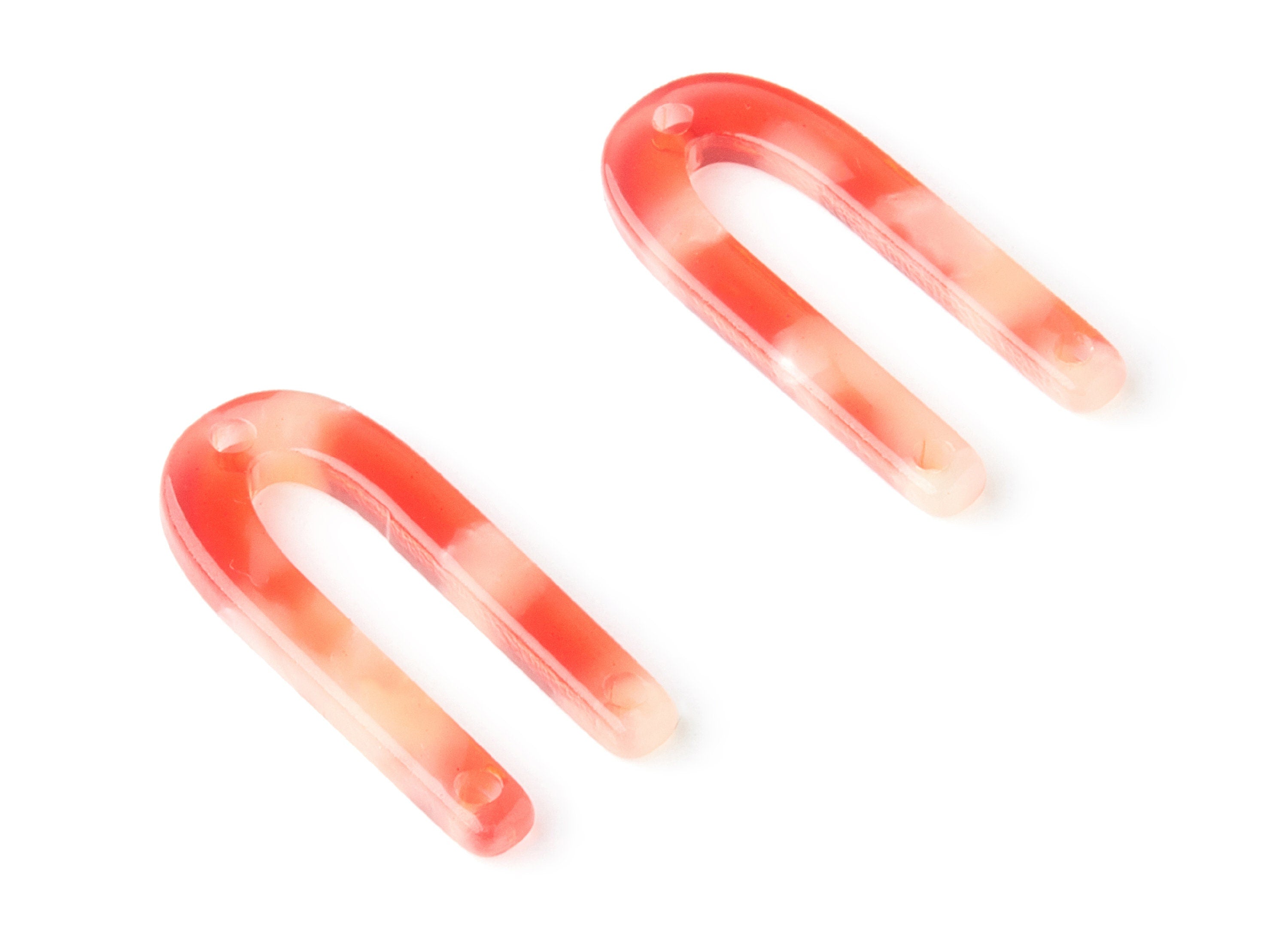 Acetate U Earring Charms - U Shaped Pendant - 3 Holes - Earring Findings - Jewelry Supplies - Color Code: A34 - 25.65x11.6x2.54mm - AC1377D - DOMEDBAZAAR