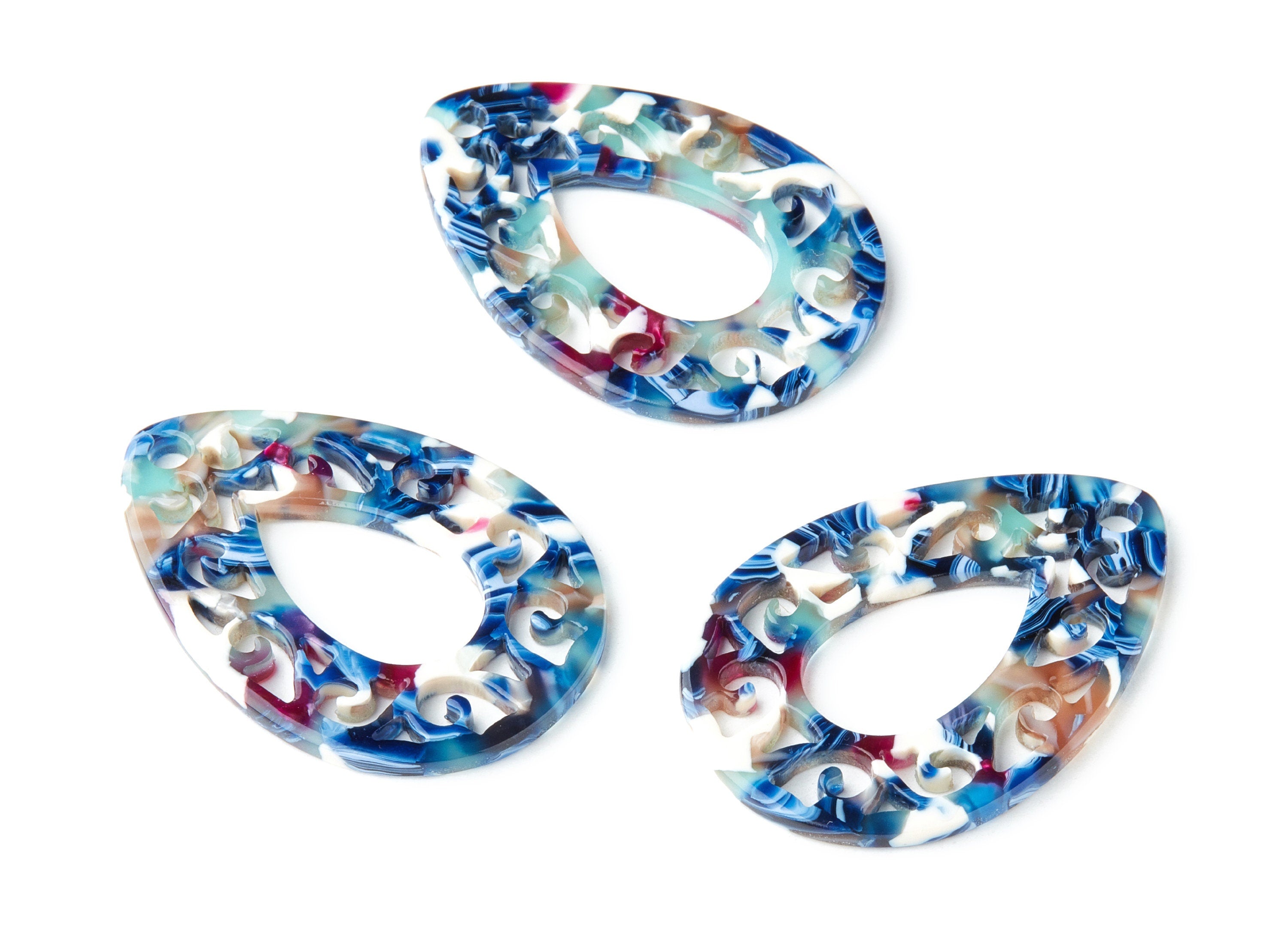 Acetate Teardrop Earring Charms - Teardrop Pendant - Earring Findings - Jewelry Supplies - Color Code:A19 - 49.43x34.76x2.5mm - AC1320C - DOMEDBAZAAR