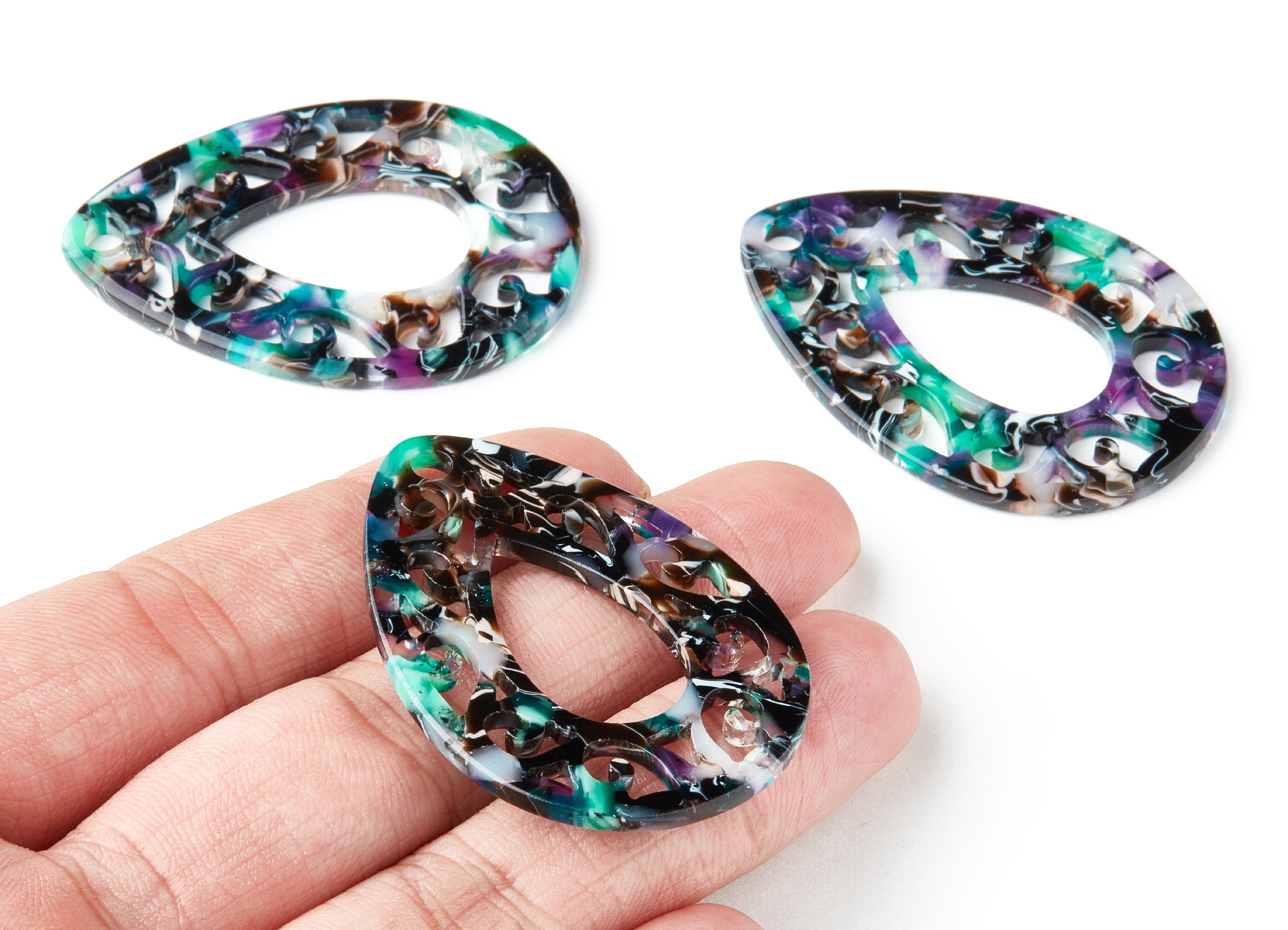 Acetate Teardrop Earring Charms - Teardrop Pendant - Earring Findings - Jewelry Supplies - Color Code:A54 - 49.43x34.76x2.5mm - AC1320E - DOMEDBAZAAR