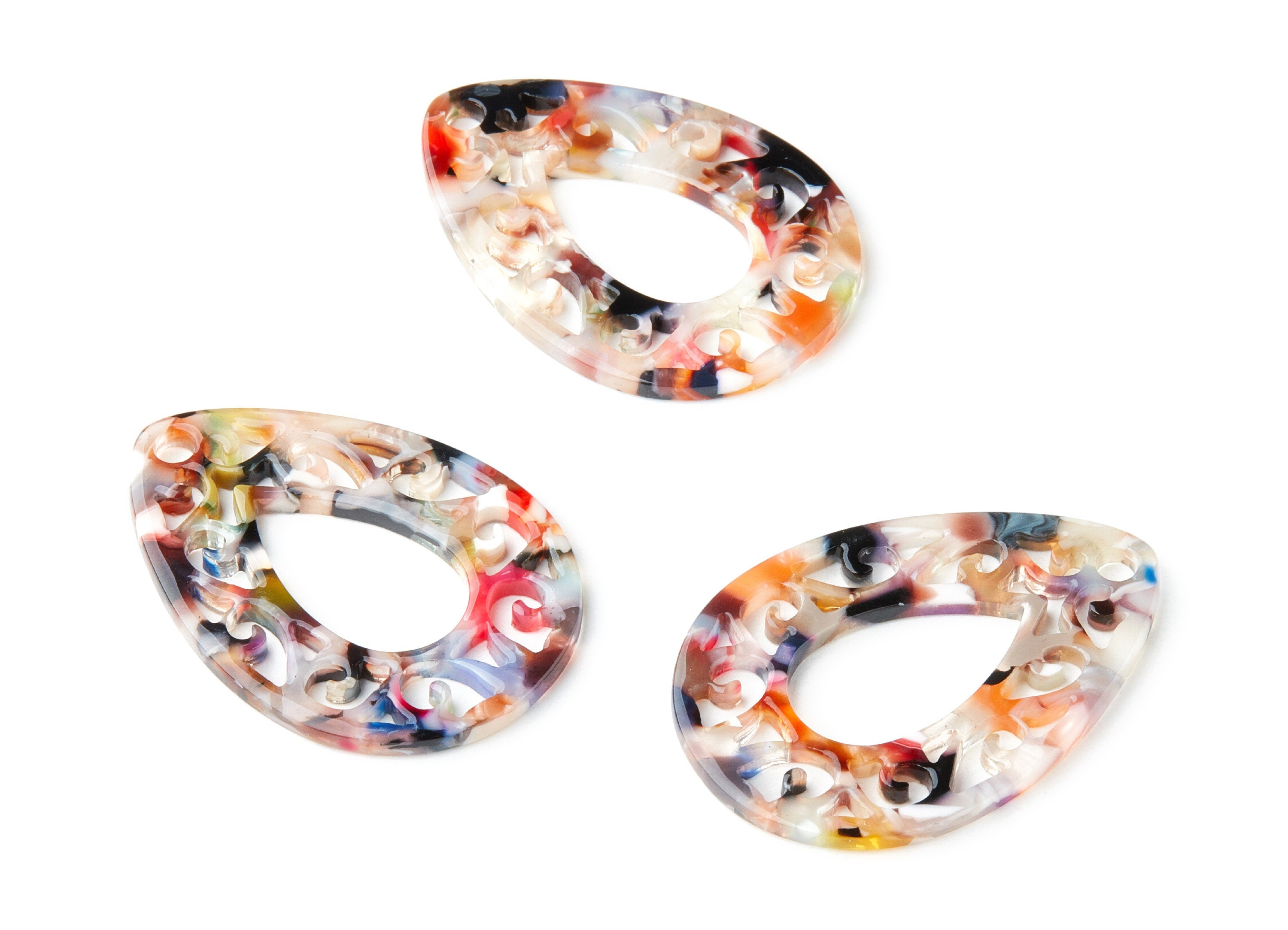 Acetate Teardrop Earring Charms - Teardrop Pendant - Earring Findings - Jewelry Supplies - Color Code:A59 - 49.43x34.76x2.5mm - AC1320F - DOMEDBAZAAR