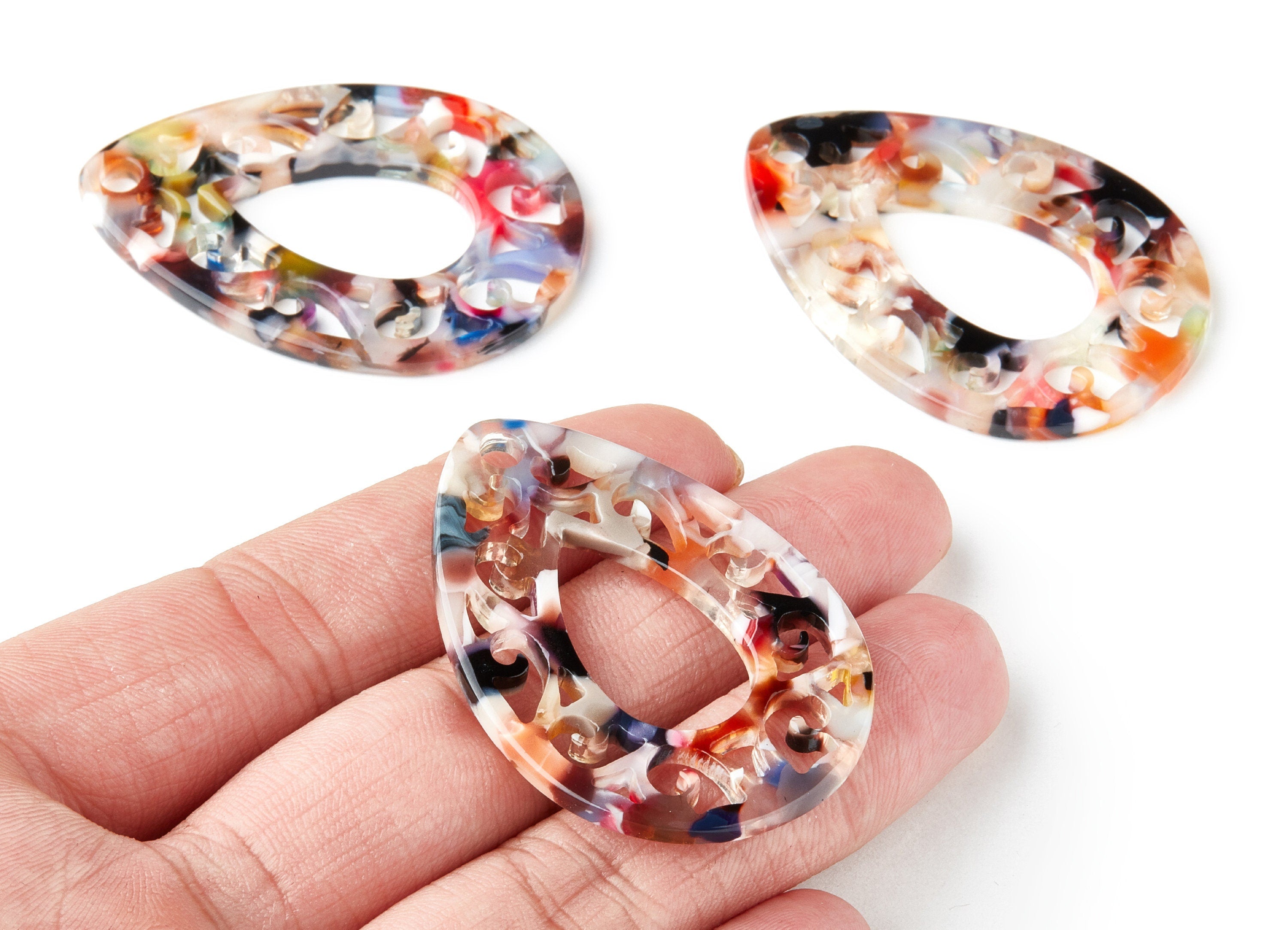 Acetate Teardrop Earring Charms - Teardrop Pendant - Earring Findings - Jewelry Supplies - Color Code:A59 - 49.43x34.76x2.5mm - AC1320F - DOMEDBAZAAR