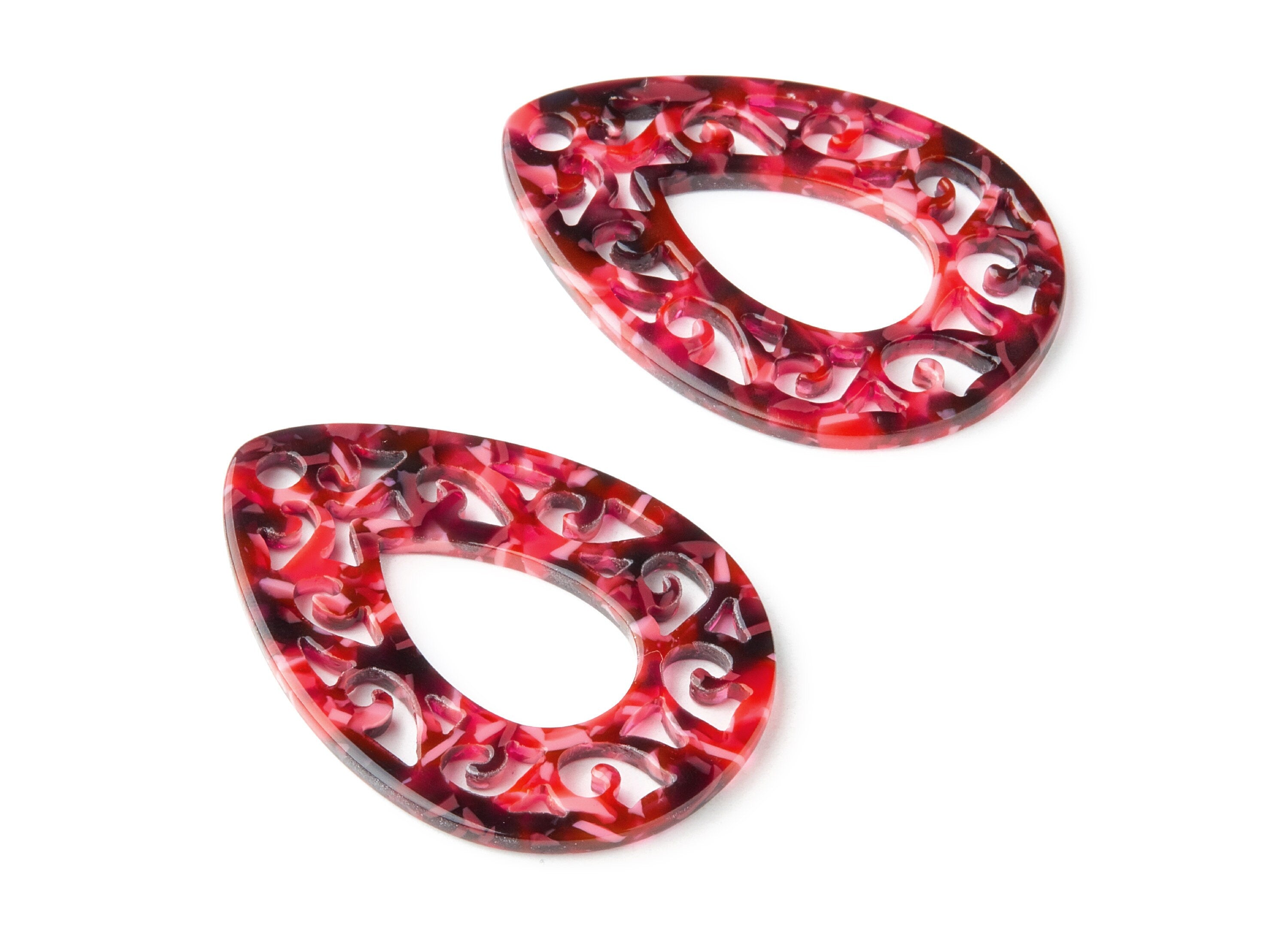 Acetate Teardrop Earring Charms - Teardrop Pendant - Earring Findings - Jewelry Supplies - Color Code:A93 - 49.43x34.76x2.5mm - AC1320G - DOMEDBAZAAR