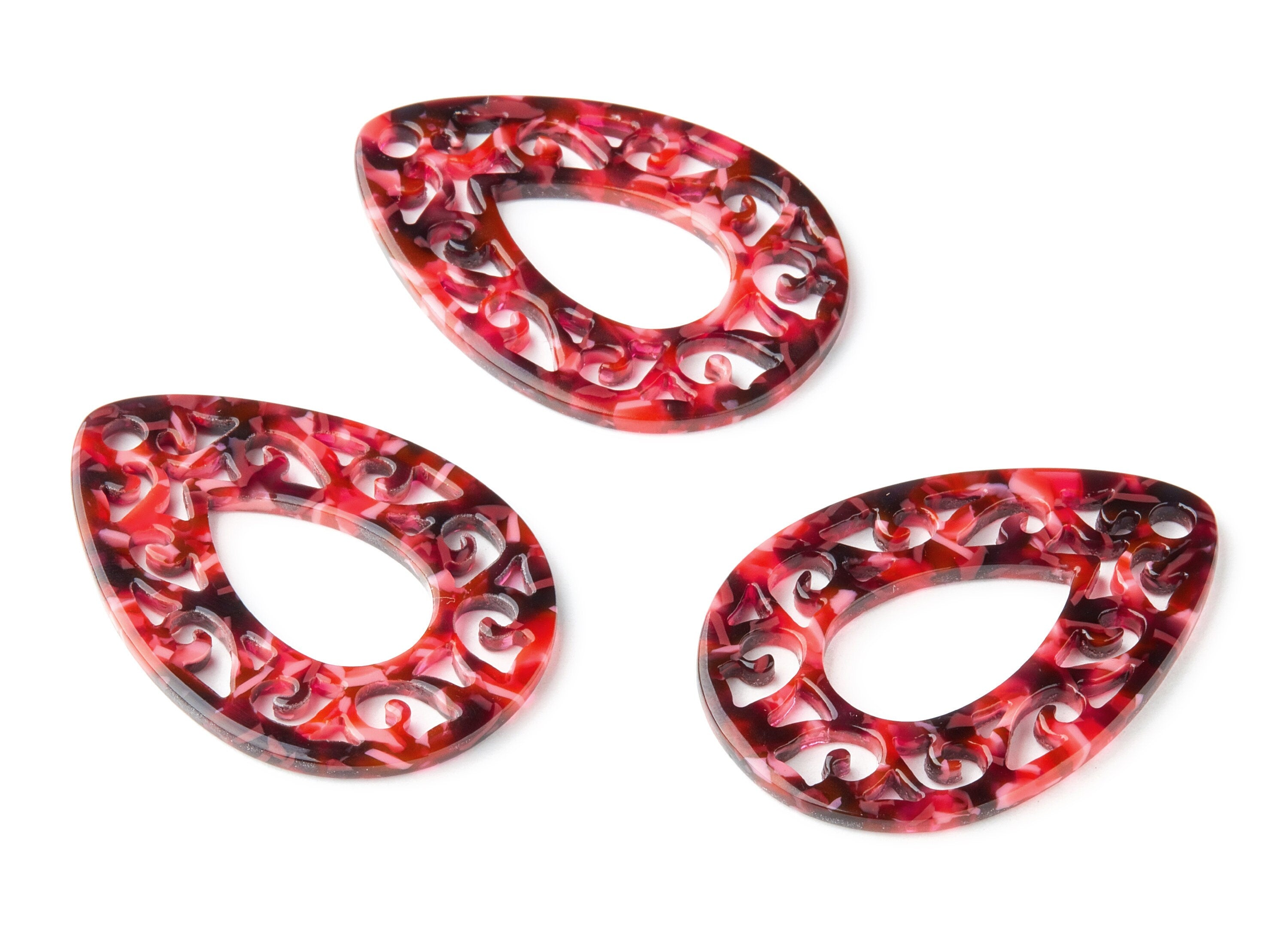 Acetate Teardrop Earring Charms - Teardrop Pendant - Earring Findings - Jewelry Supplies - Color Code:A93 - 49.43x34.76x2.5mm - AC1320G - DOMEDBAZAAR