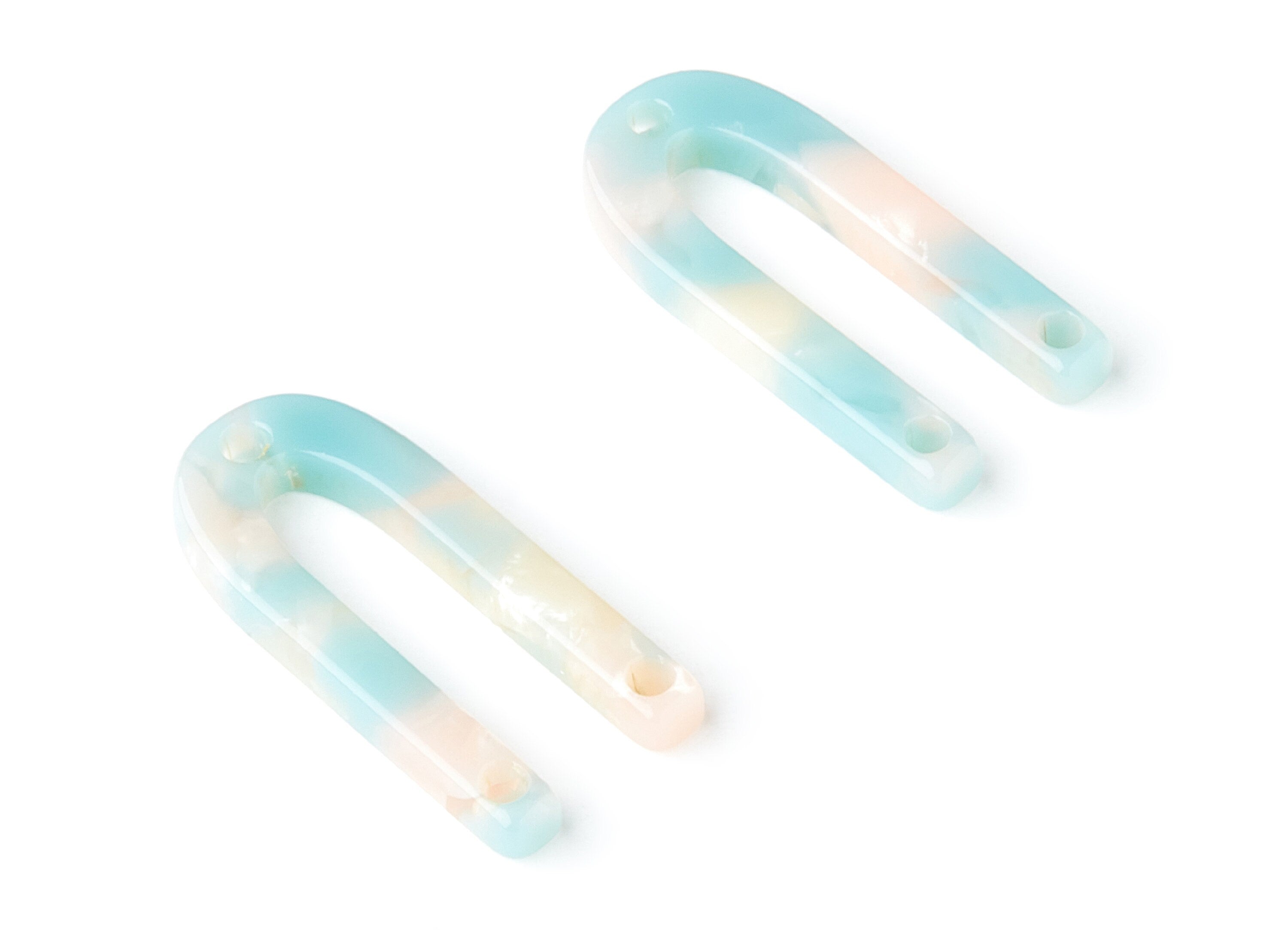 Acetate U Earring Charms - U Shaped Pendant - 3 Holes - Earring Findings - Jewelry Supplies - Color Code: A36 - 25.65x11.6x2.54mm - AC1377S - DOMEDBAZAAR