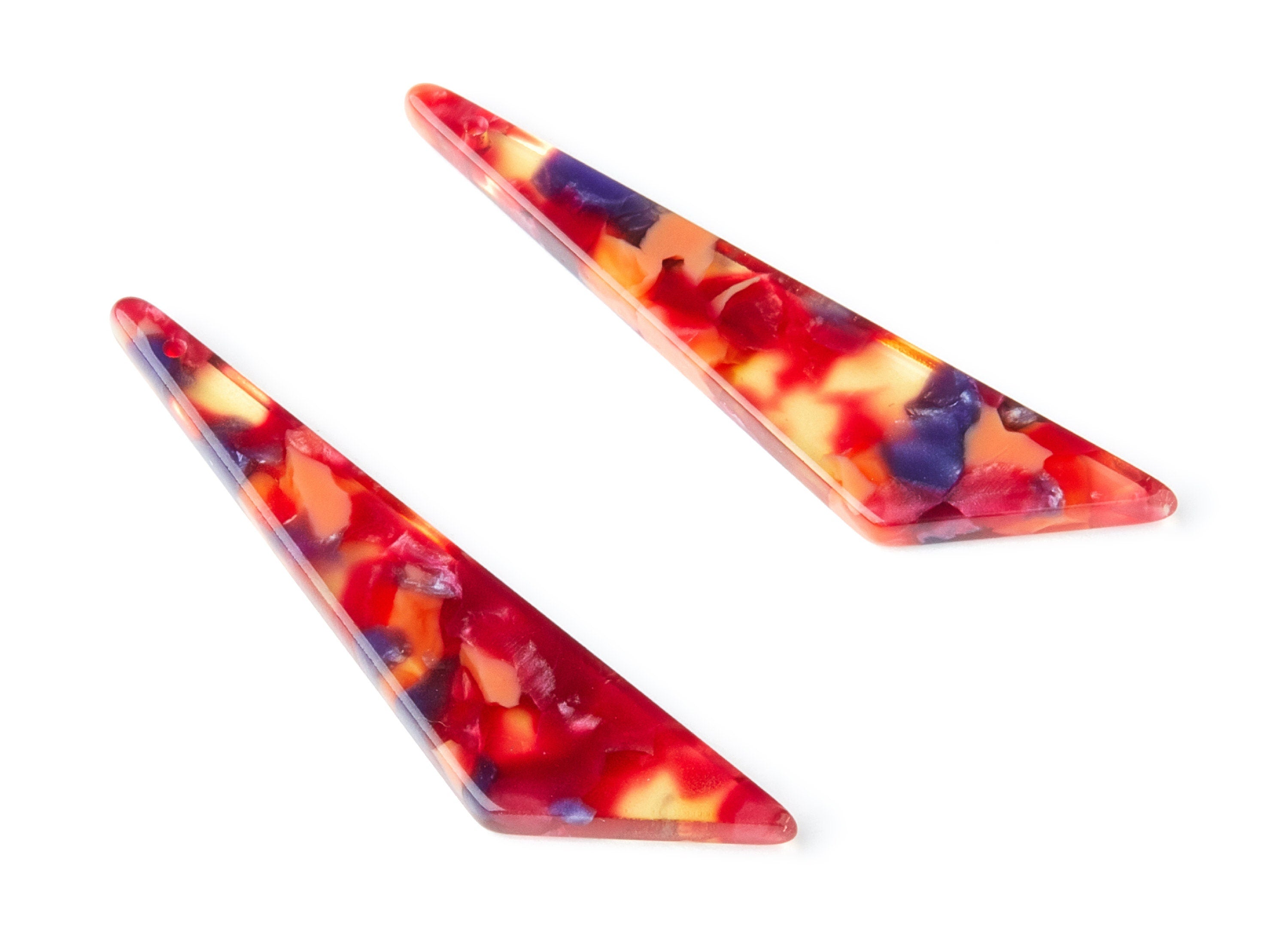 Acetate Triangle Earring Charms - Triangle Pendant - Earring Findings - Jewelry Supplies - Color Code: A44 - 51.44x11.42x2.81mm - AC1352Y - DOMEDBAZAAR