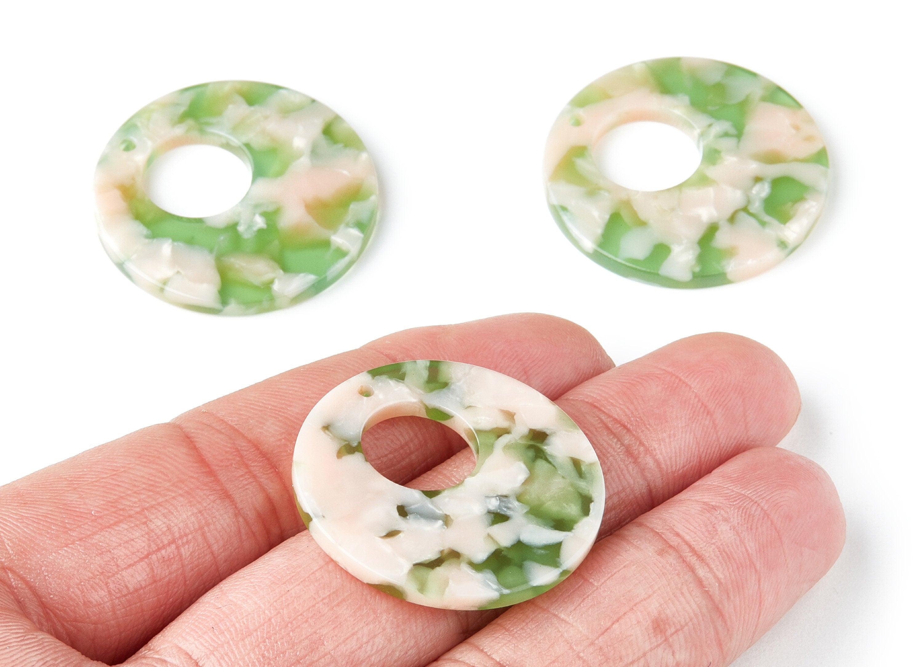 Acetate Circle Earring Charms - Circle Shaped Pendant - Earring Findings - Jewelry Supplies - Color Code: A38 - 31.7x31.7x2.64mm - AC1359A - DOMEDBAZAAR