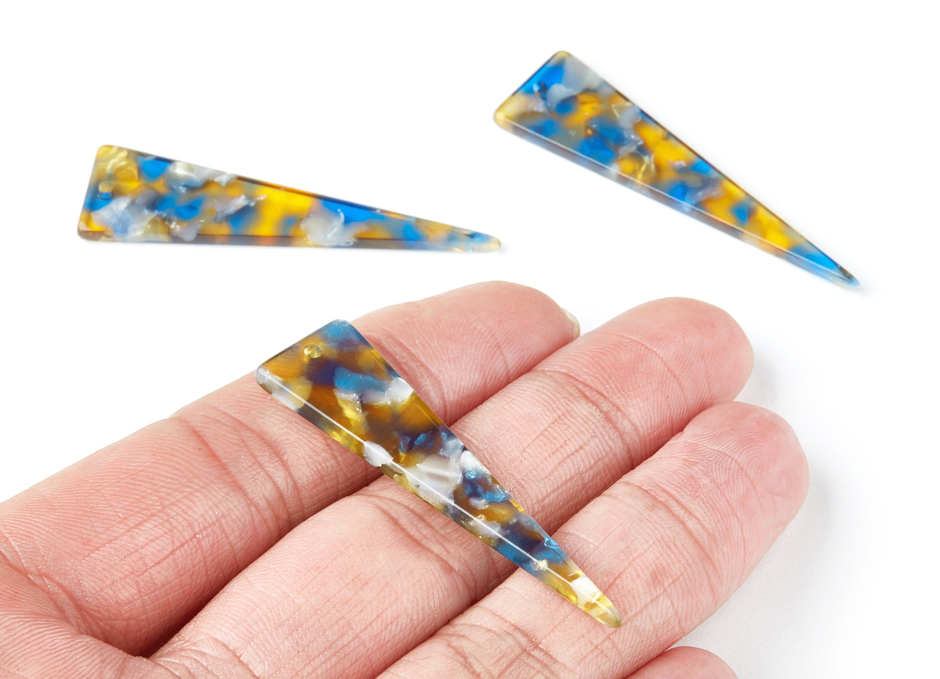 Acetate Triangle Earring Charm - Acrylic Triangle Pendant - Earring Findings - Jewelry Supplies - Color Code: A40 - 49x13.5x2.66mm - AC1370J - DOMEDBAZAAR