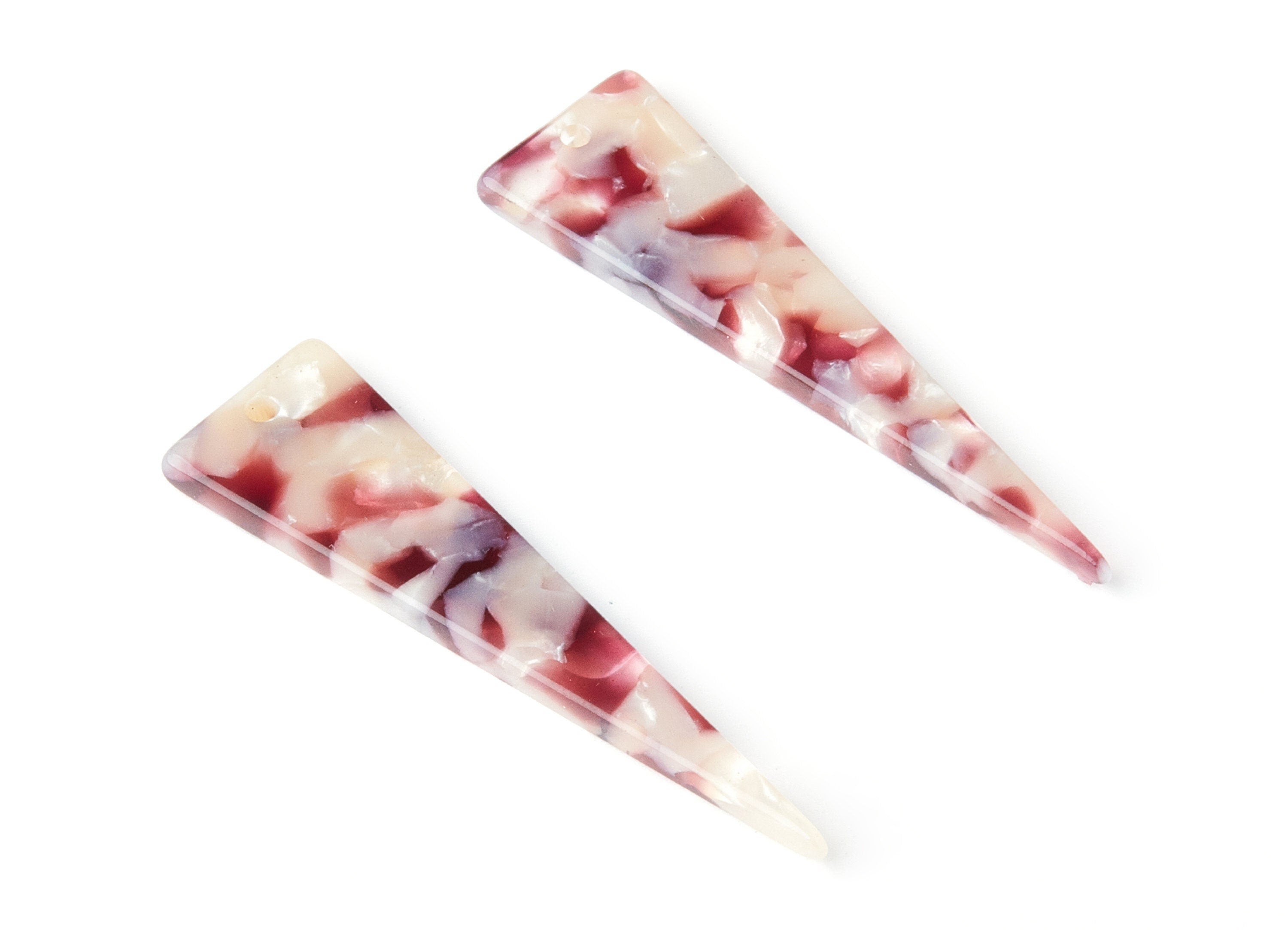 Acetate Acrylic Earring Charm - Tortoise Shell Earrings - Triangle Shaped Pendant - Color Code: A42 - 49x13.5x2.66mm - AC1370L - DOMEDBAZAAR