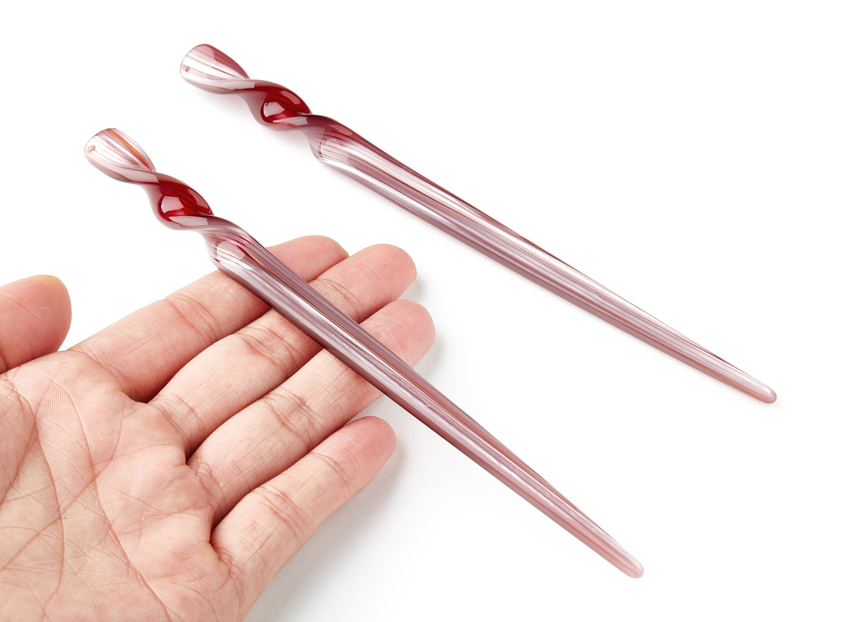 Acrylic Hair Stick Charms - Acrylic Celluloid Acetate - 1 Hole - Stick Shaped Hair Pin - 18.5x12x4.25mm - AC1401B - DOMEDBAZAAR