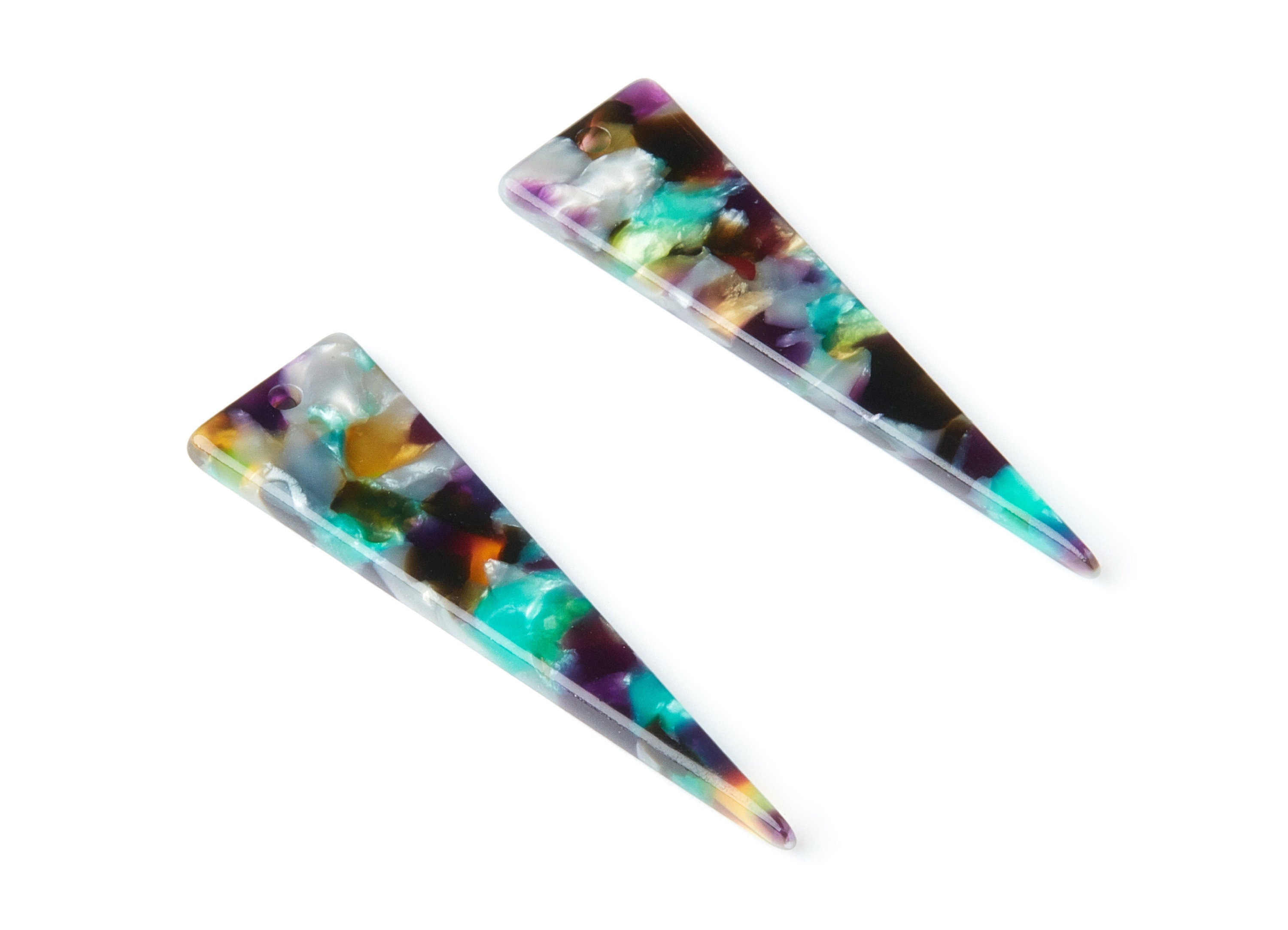 Acetate Triangle Earring Charm - Acetate Triangle Pendant - Earring Findings - Jewelry Supplies - Color Code: A50 - 49x13.5x2.66mm - AC1370Y - DOMEDBAZAAR