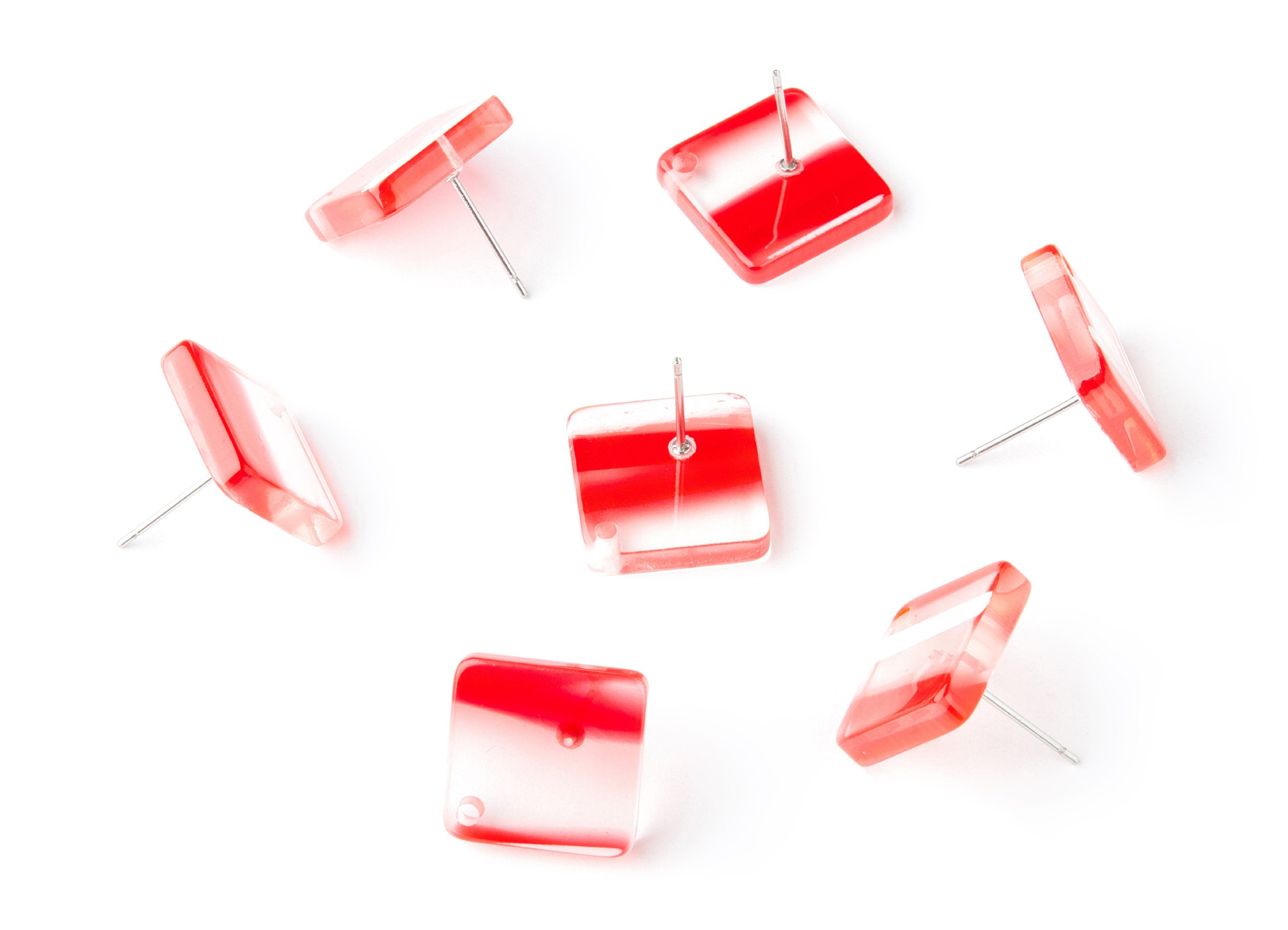 Acrylic Square Earring Post - Square Earring - Earring Post - Jewelry Supplies - Color Code: A171 - 14.55x14.55x2mm - AC1387F - DOMEDBAZAAR