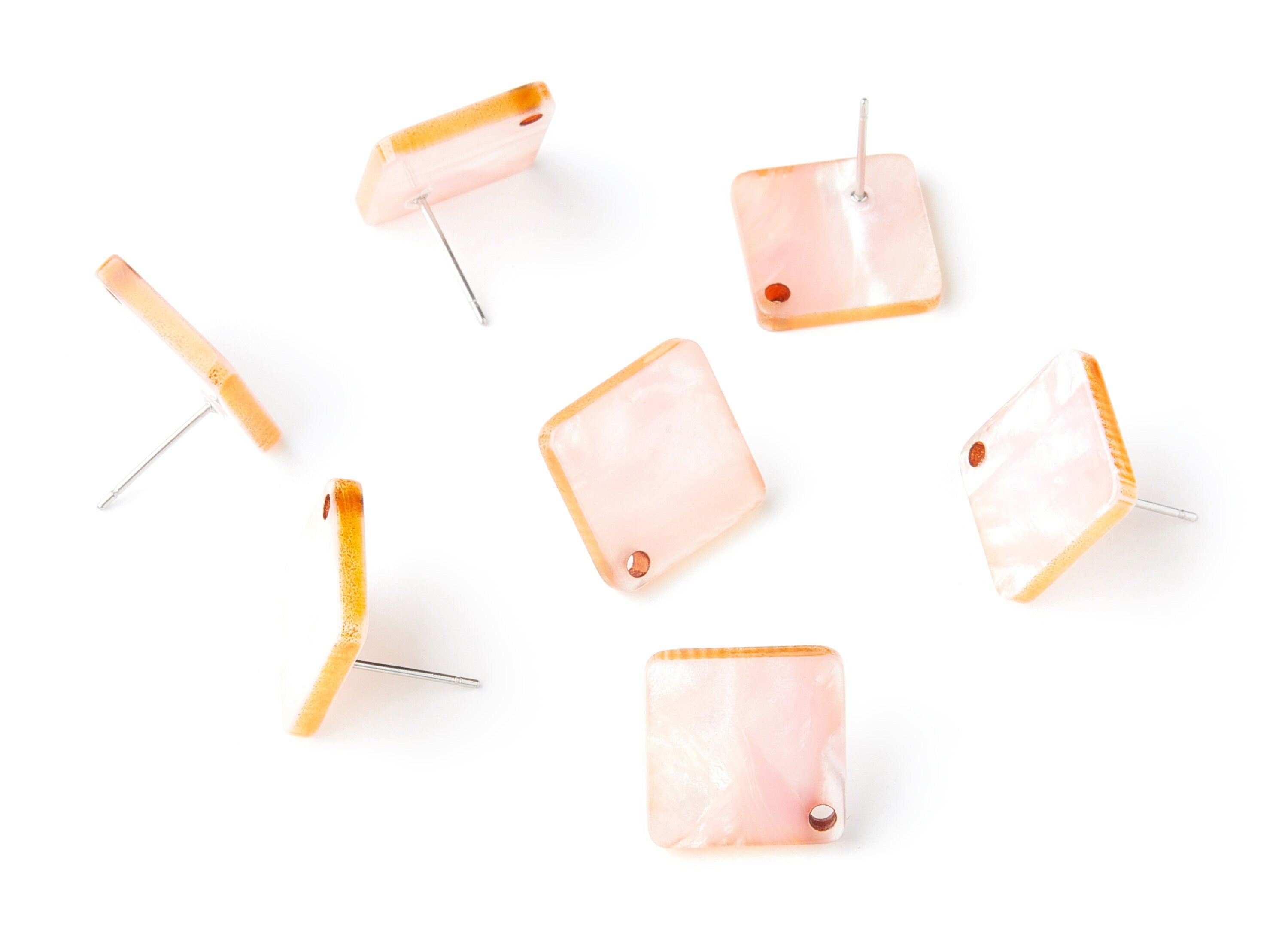 Acrylic Square Earring Post - Square Earring Stud - Earring Post - Jewelry Supplies - Color Code: A238 - 14.55x14.55x2mm - AC1387A - DOMEDBAZAAR