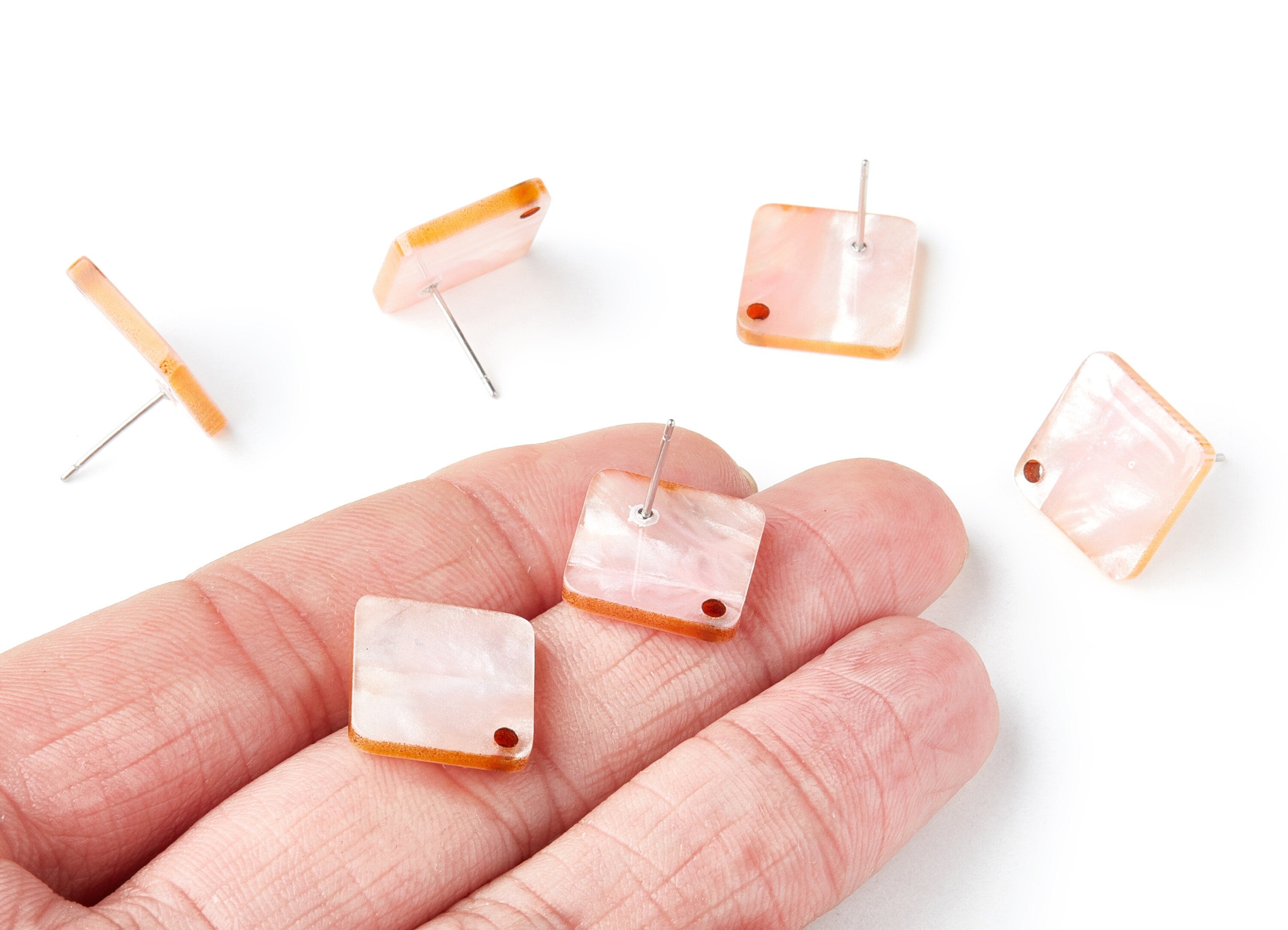 Acrylic Square Earring Post - Square Earring Stud - Earring Post - Jewelry Supplies - Color Code: A238 - 14.55x14.55x2mm - AC1387A - DOMEDBAZAAR