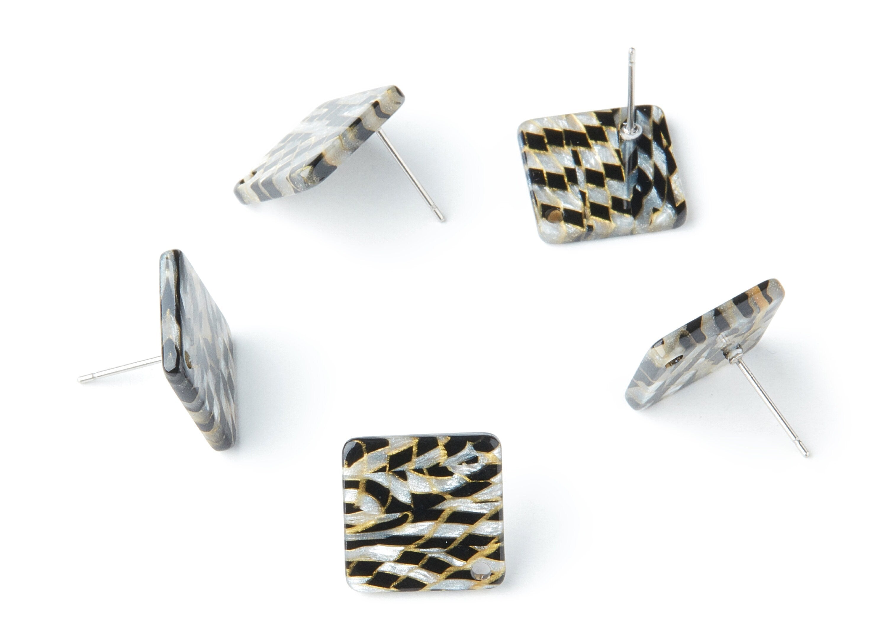 Acrylic Square Earring Post - Square Earring Stud - Earring Post - Jewelry Supplies - Color Code: A239 - 14.55x14.55x2mm - AC1387E - DOMEDBAZAAR