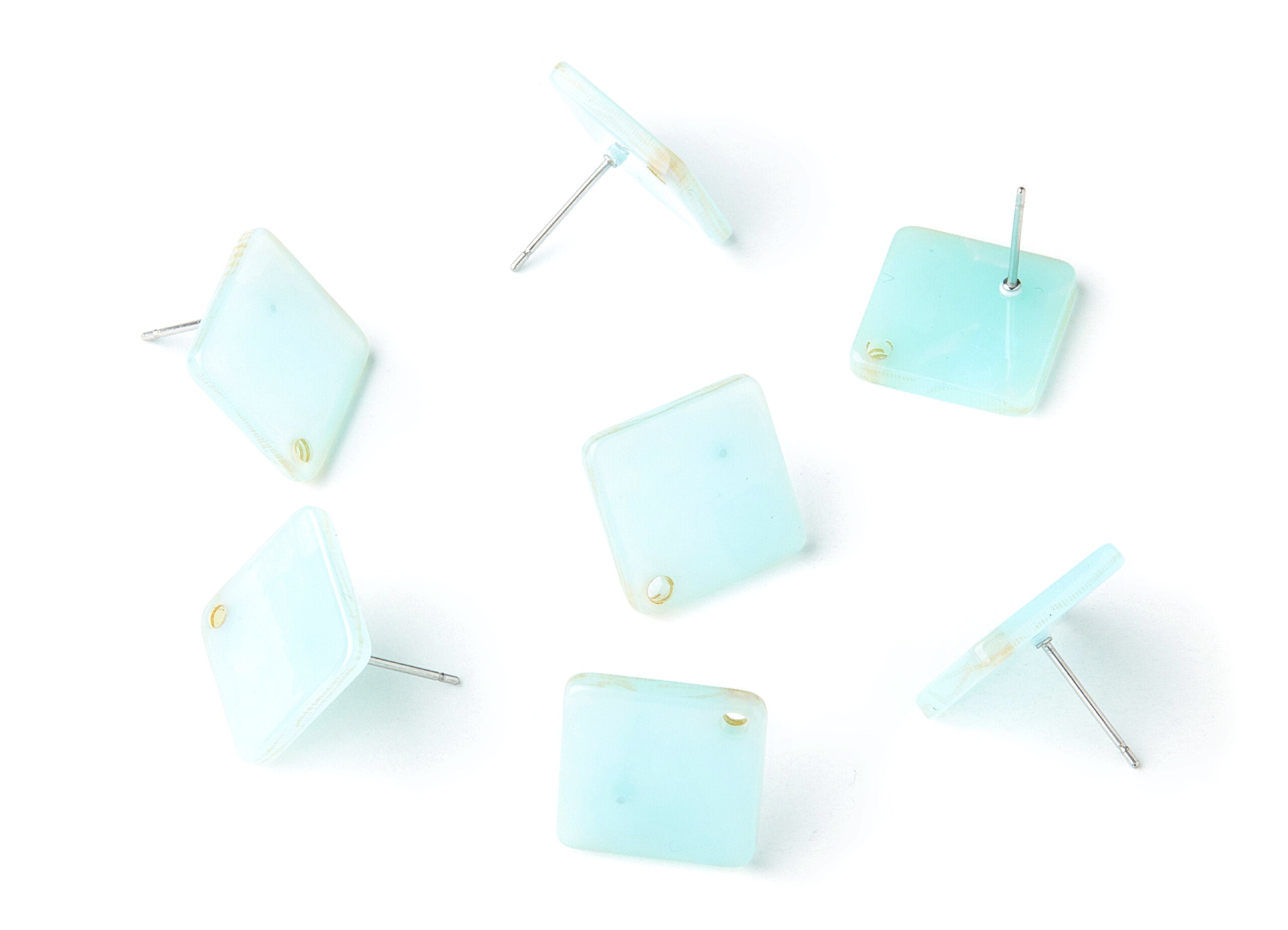 Acrylic Earring Post Charms - Square Earrings Stud - Earring Post - Jewelry Supplies - Color Code: A236 - 14.55x14.55x2mm - AC1387C - DOMEDBAZAAR