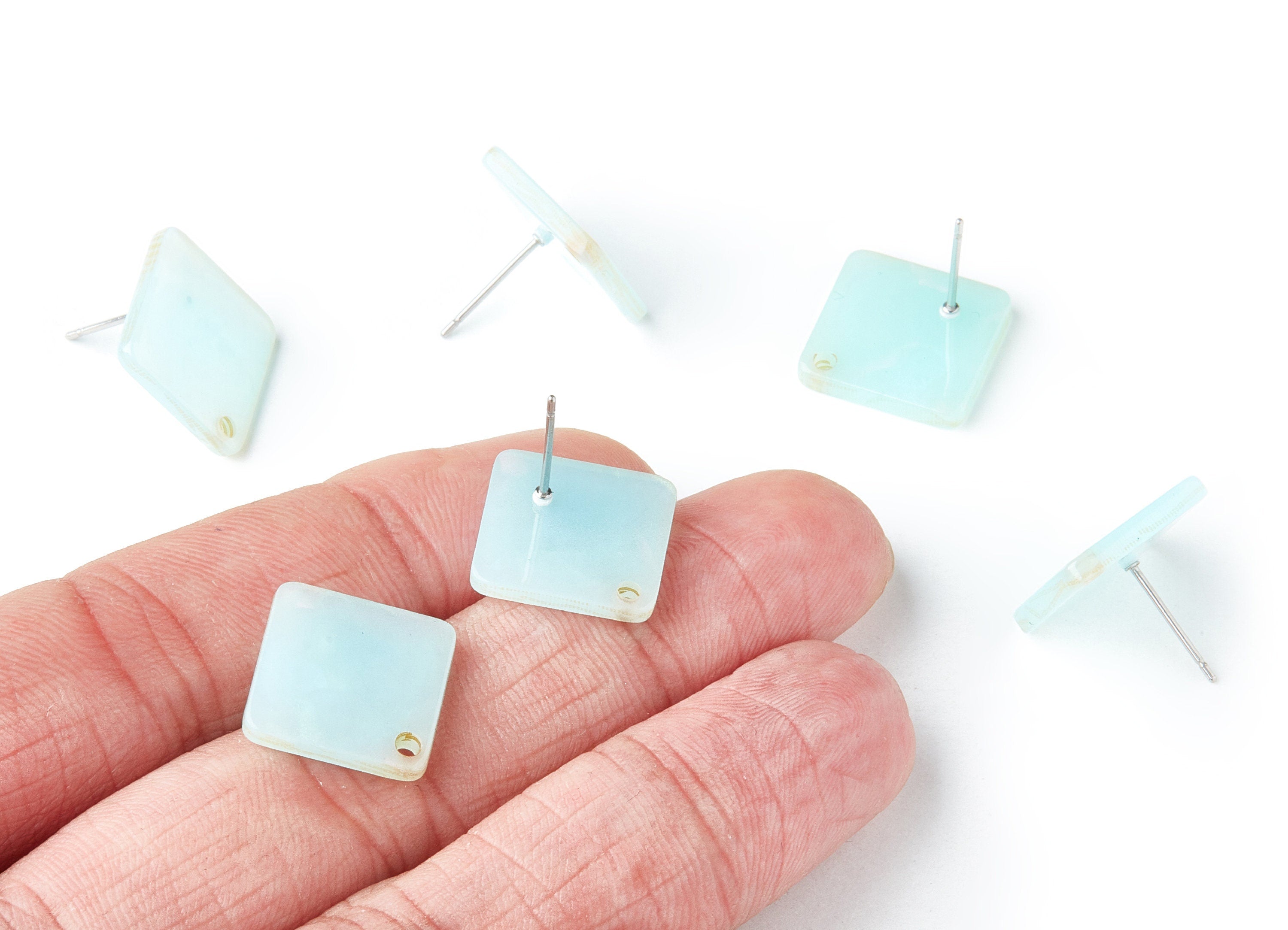 Acrylic Earring Post Charms - Square Earrings Stud - Earring Post - Jewelry Supplies - Color Code: A236 - 14.55x14.55x2mm - AC1387C - DOMEDBAZAAR