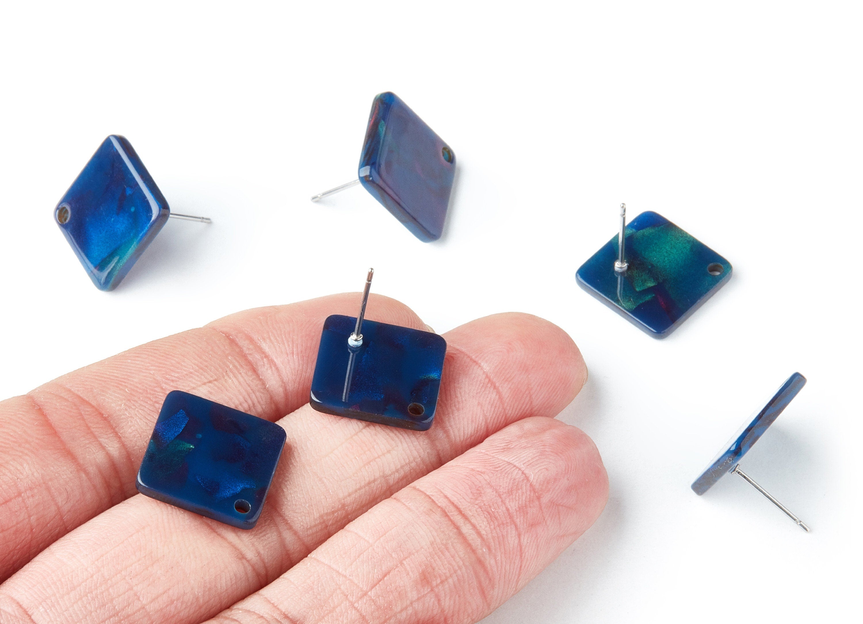 Acrylic Earring Post Charms - Stud Earring Charms - Tortoise Shell Earrings - Square Earrings - Color Code: A237 - 14.55x14.55x2mm - AC1387D - DOMEDBAZAAR