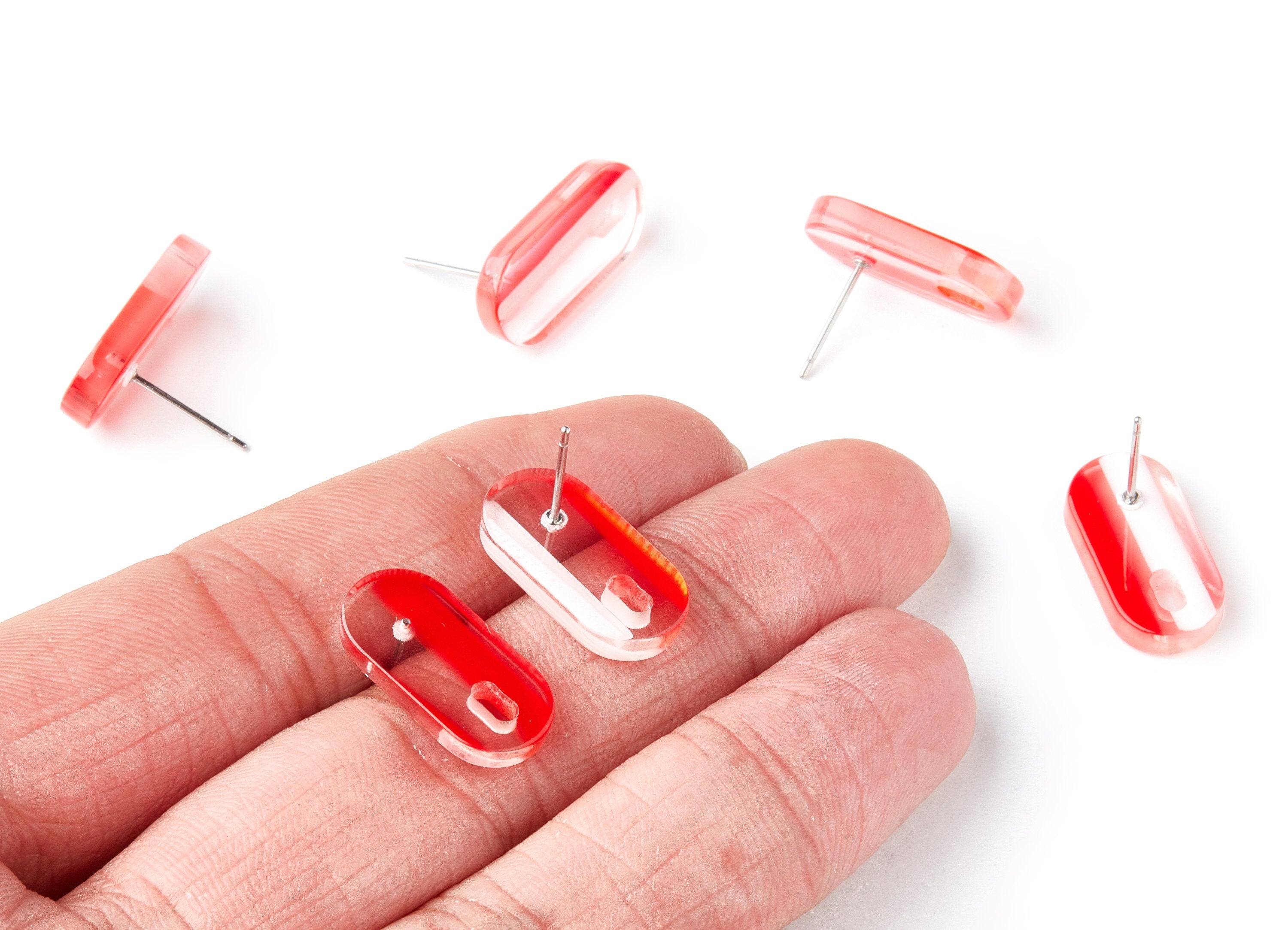 Acrylic Oval Earring Post - Oval Earring Stud - Earring Post - Jewelry Supplies - Color Code: A171 - 19.48x9.67x2mm - AC1384E - DOMEDBAZAAR