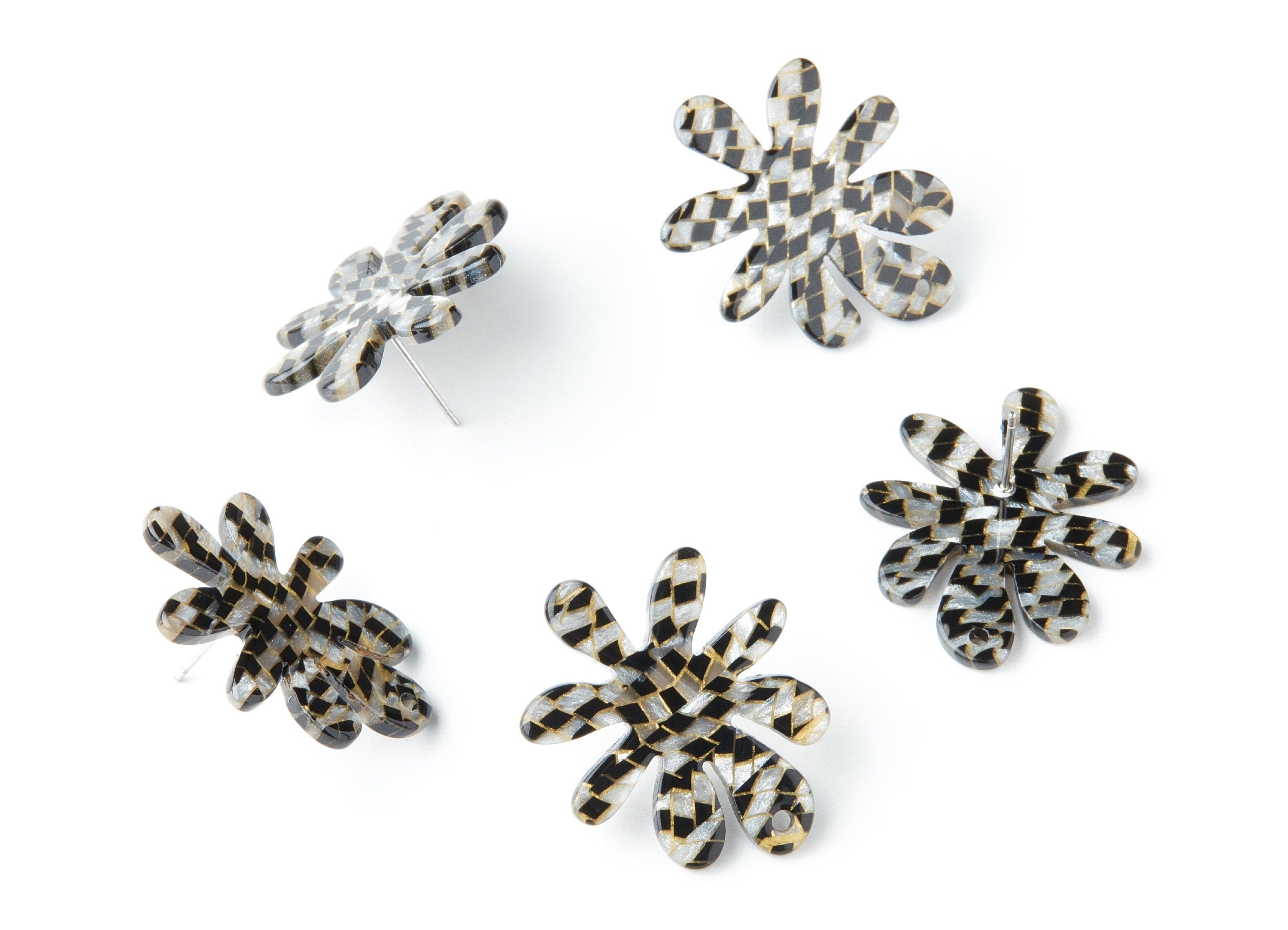 Acrylic Flower Earring Post - Flower Shaped Earring Stud - Earring Post - Jewelry Supplies - Color Code: A239 - 31.92x26.63x3.16mm - AC1389F - DOMEDBAZAAR