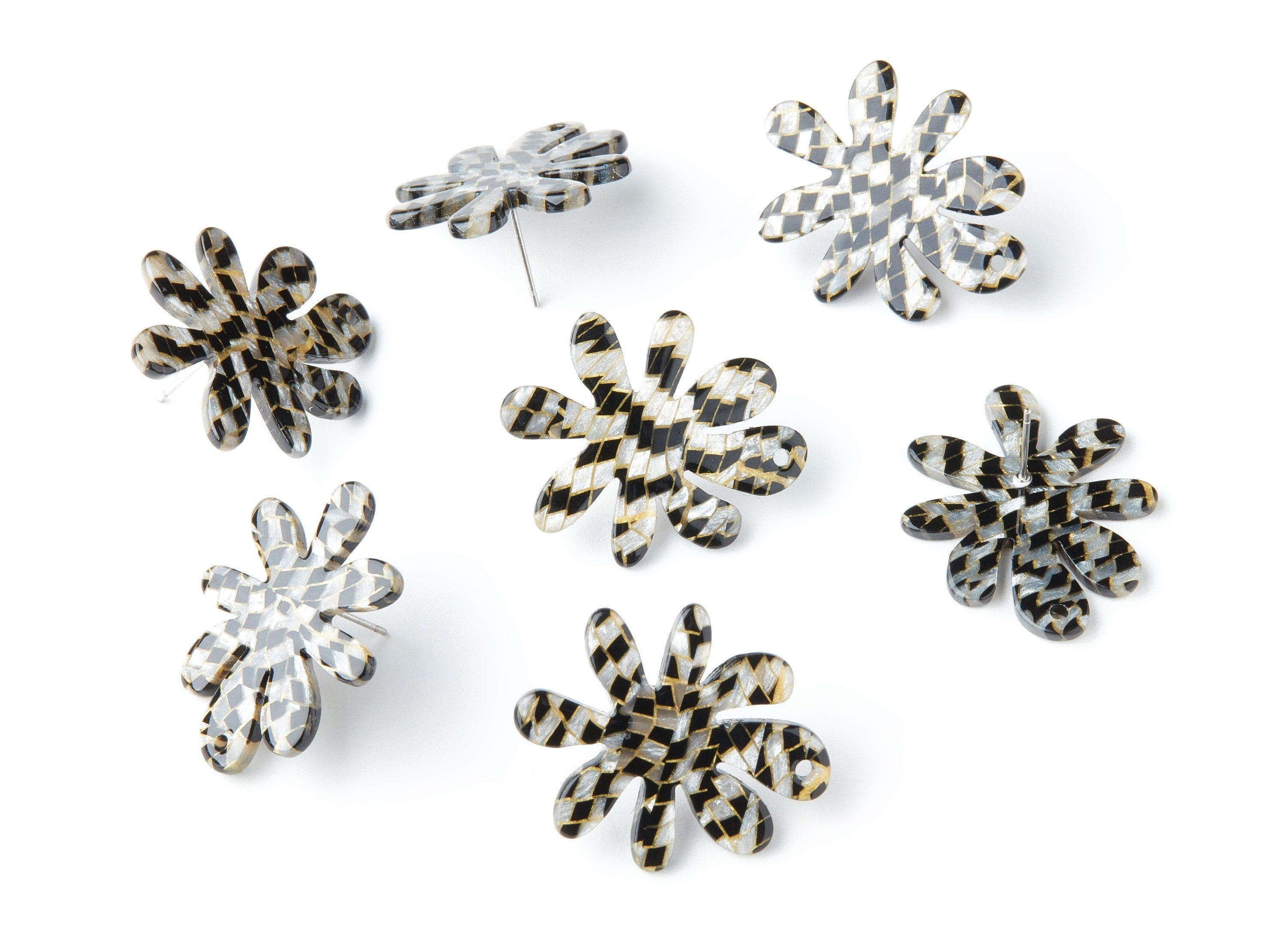 Acrylic Flower Earring Post - Flower Shaped Earring Stud - Earring Post - Jewelry Supplies - Color Code: A239 - 31.92x26.63x3.16mm - AC1389F - DOMEDBAZAAR