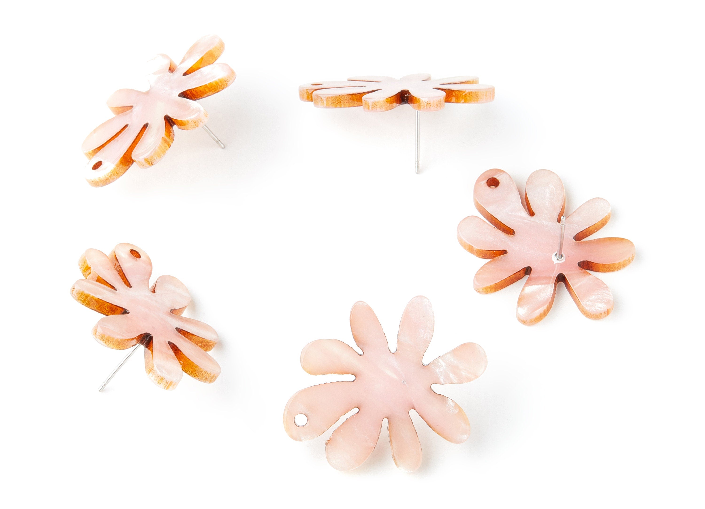 Acrylic Flower Earring Post - Flower Earring Stud - Earring Post - Jewelry Supplies - Color Code: A238 - 31.92x26.63x3.16mm - AC1389C - DOMEDBAZAAR