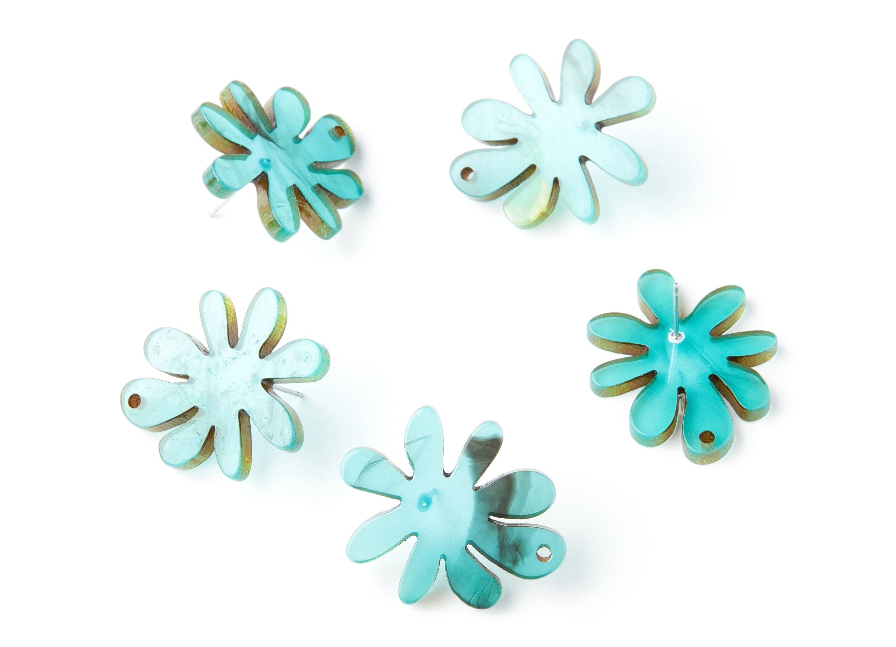 Acrylic Flower Earring Post - Flower Earring Stud - Earring Post - Jewelry Supplies - Color Code: A235 - 31.92x26.63x3.16mm - AC1389A - DOMEDBAZAAR