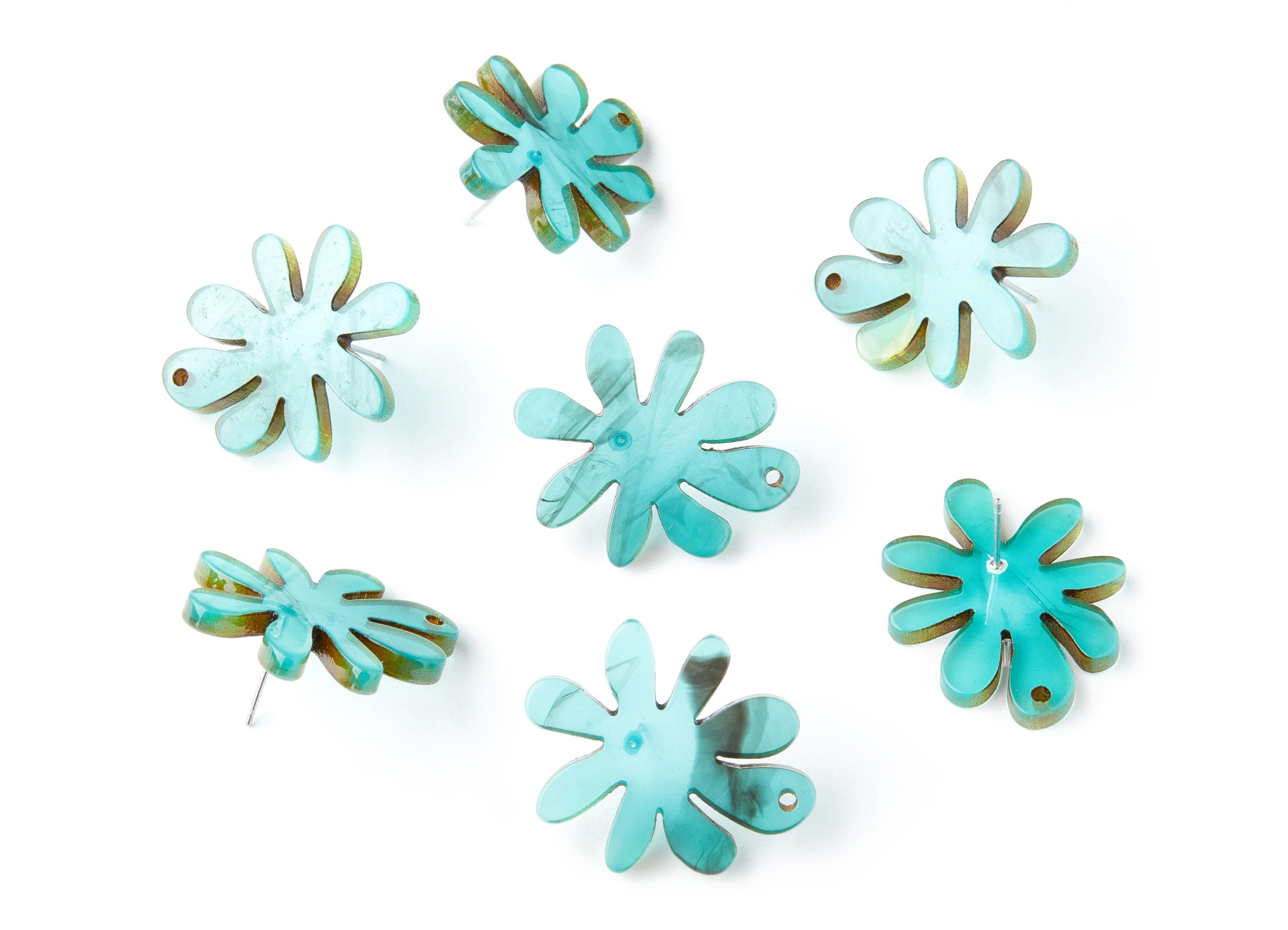 Acrylic Flower Earring Post - Flower Earring Stud - Earring Post - Jewelry Supplies - Color Code: A235 - 31.92x26.63x3.16mm - AC1389A - DOMEDBAZAAR