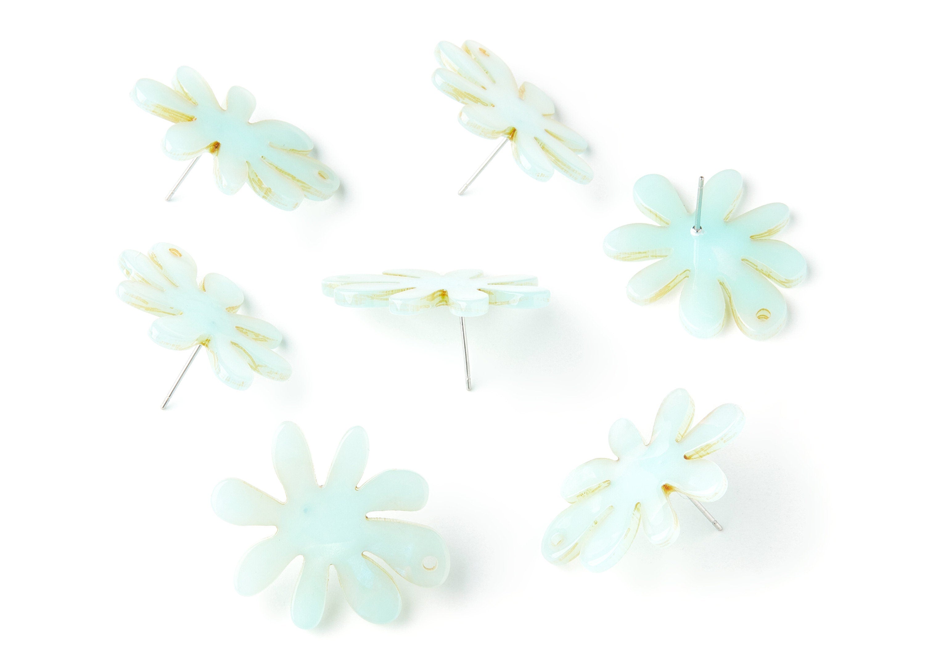 Acrylic Flower Earring Post - Flower Earring Stud - Earring Post - Jewelry Supplies - Color Code: A236 - 31.92x26.63x3.16mm - AC1389B - DOMEDBAZAAR