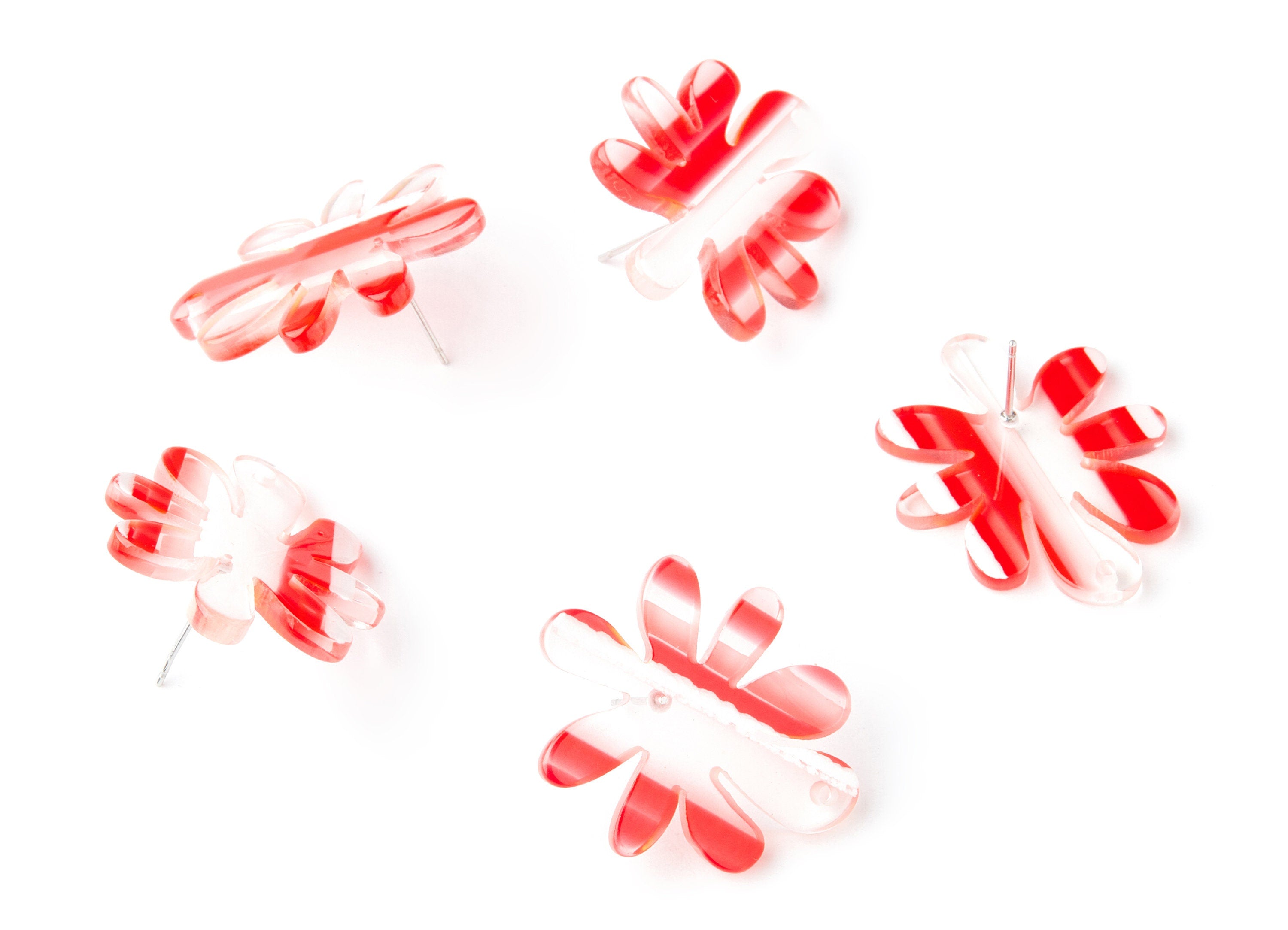 Acrylic Flower Earring Post - Flower Earring Stud - Earring Post - Jewelry Supplies - Color Code: A171 - 31.92x26.63x3.16mm - AC1389D - DOMEDBAZAAR