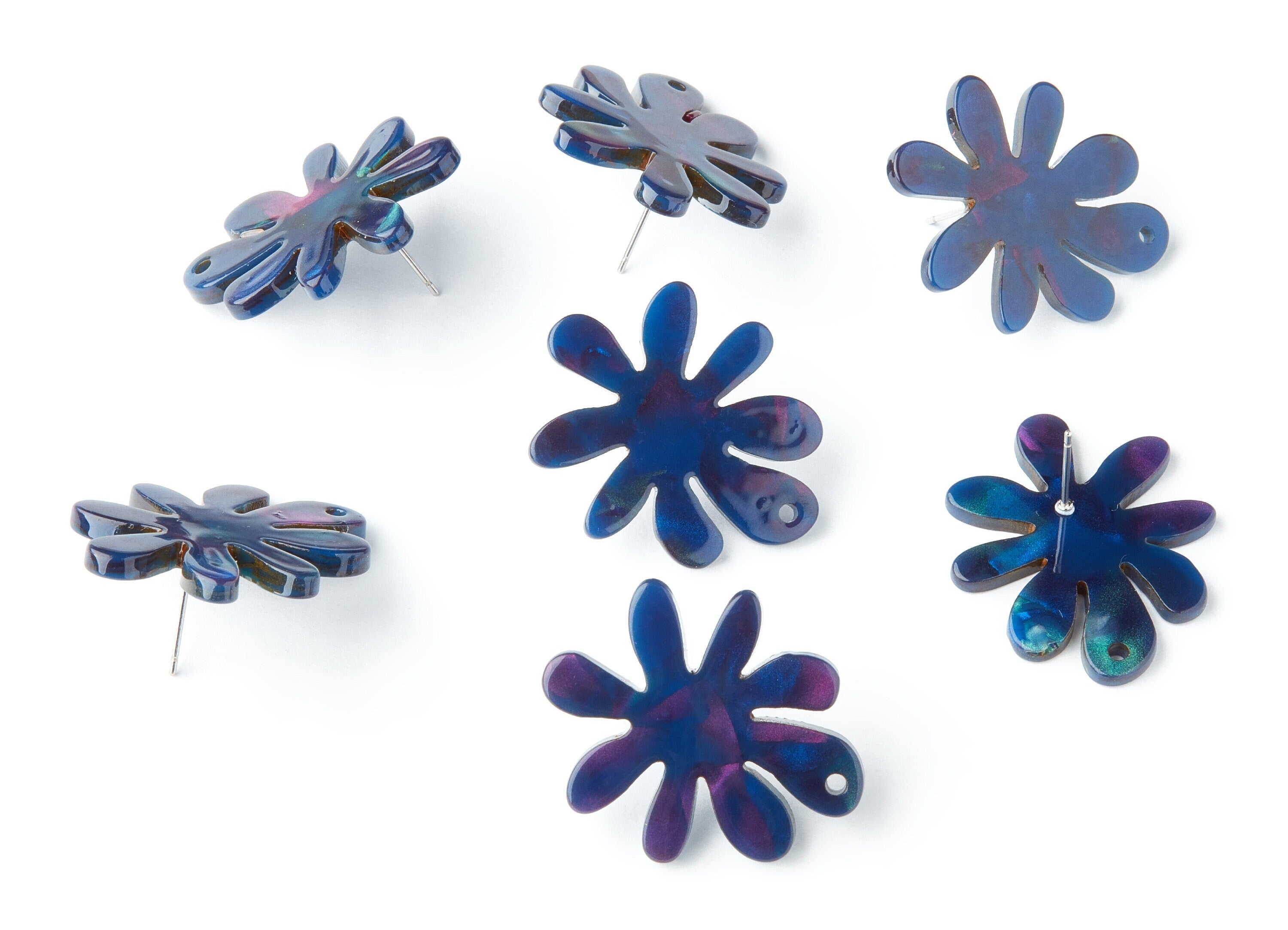 Acrylic Flower Earring Post - Flower Earring Stud - Earring Post - Jewelry Supplies - Color Code: A237 - 31.92x26.63x3.16mm - AC1389E - DOMEDBAZAAR