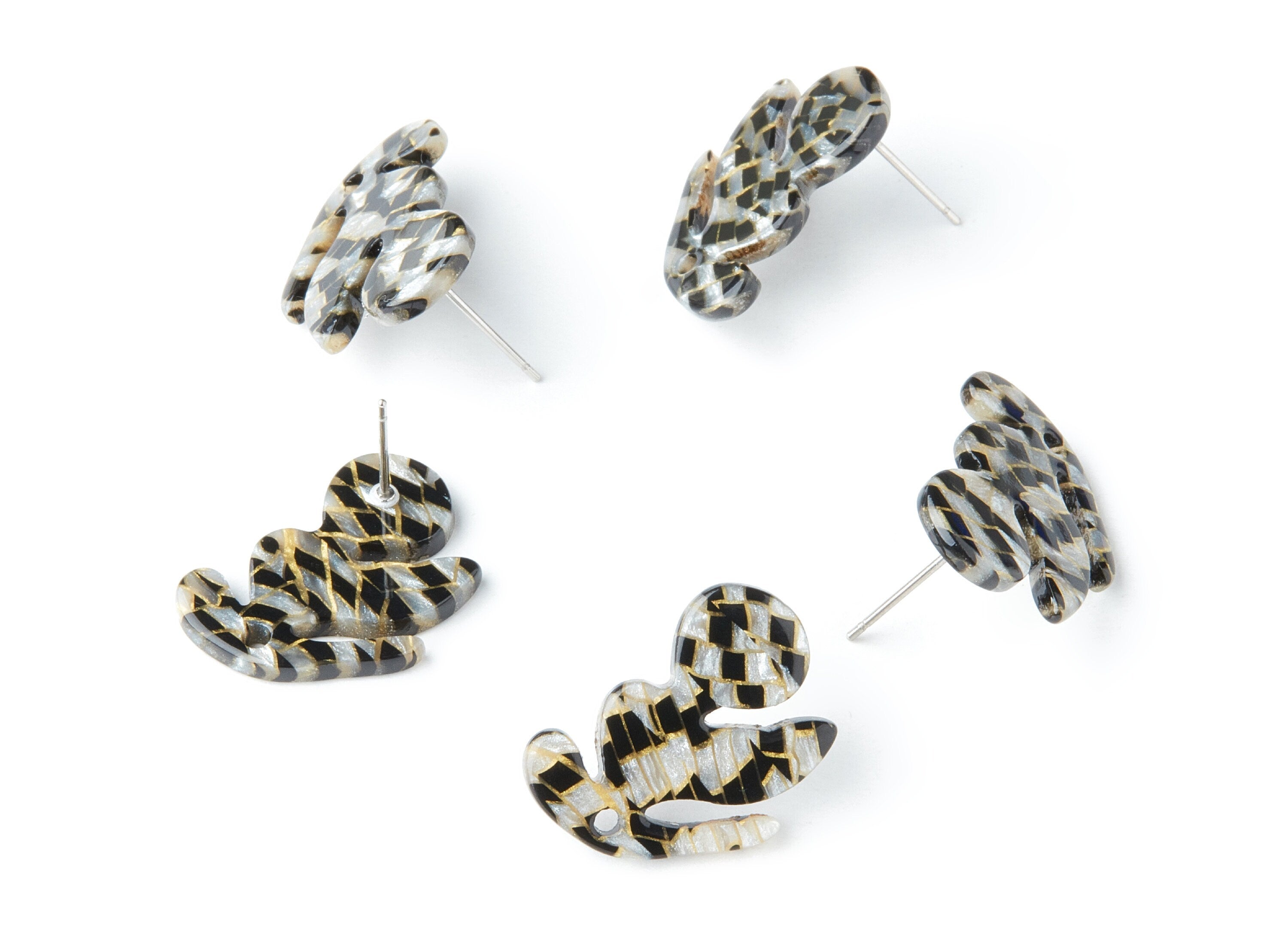 Acrylic Leaf Earring Post - Leaf Earring Stud - Earring Post - Jewelry Supplies - Color Code: A239 - 21.72x16.3x2.5mm - AC1386E - DOMEDBAZAAR