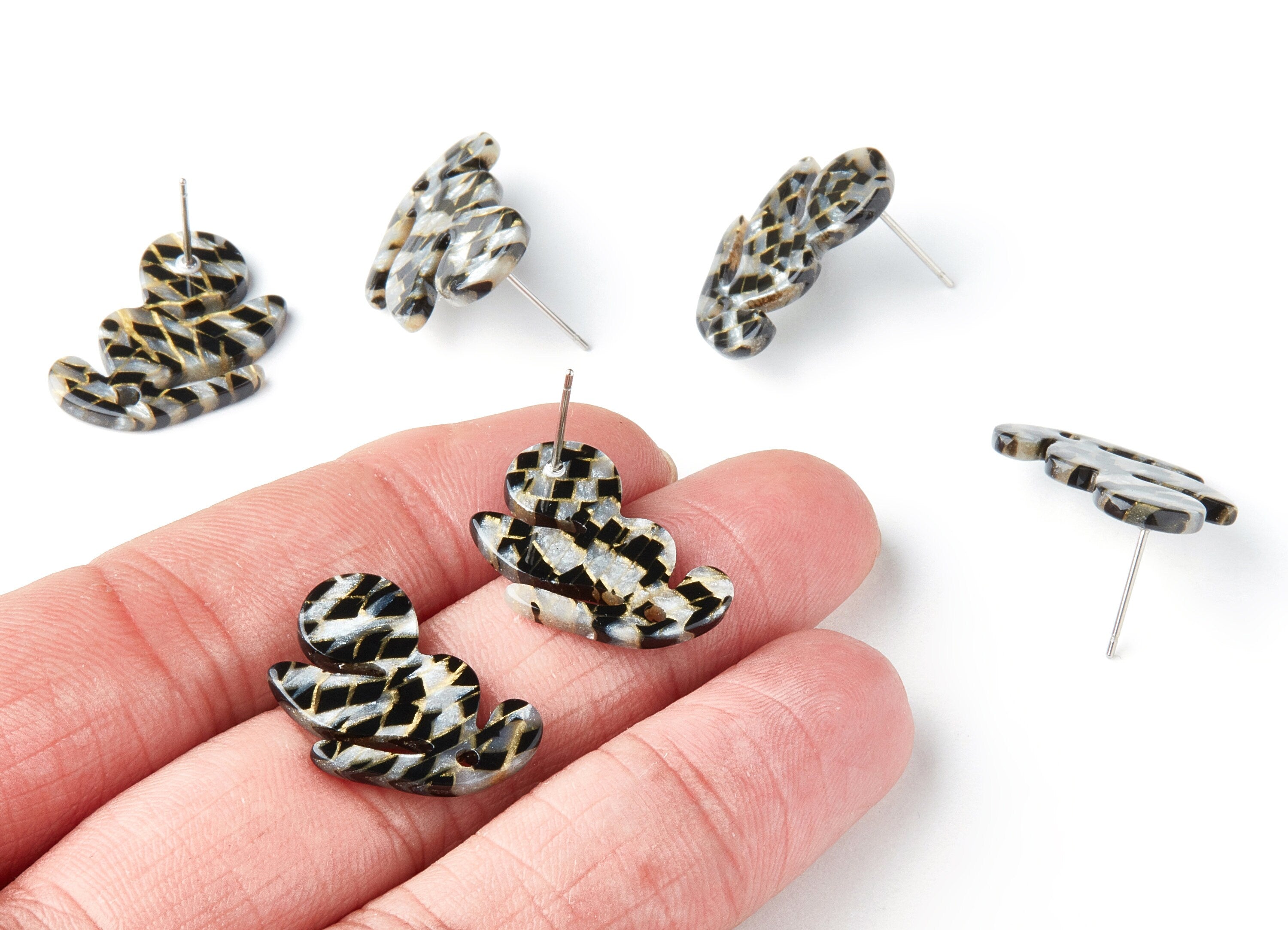 Acrylic Leaf Earring Post - Leaf Earring Stud - Earring Post - Jewelry Supplies - Color Code: A239 - 21.72x16.3x2.5mm - AC1386E - DOMEDBAZAAR